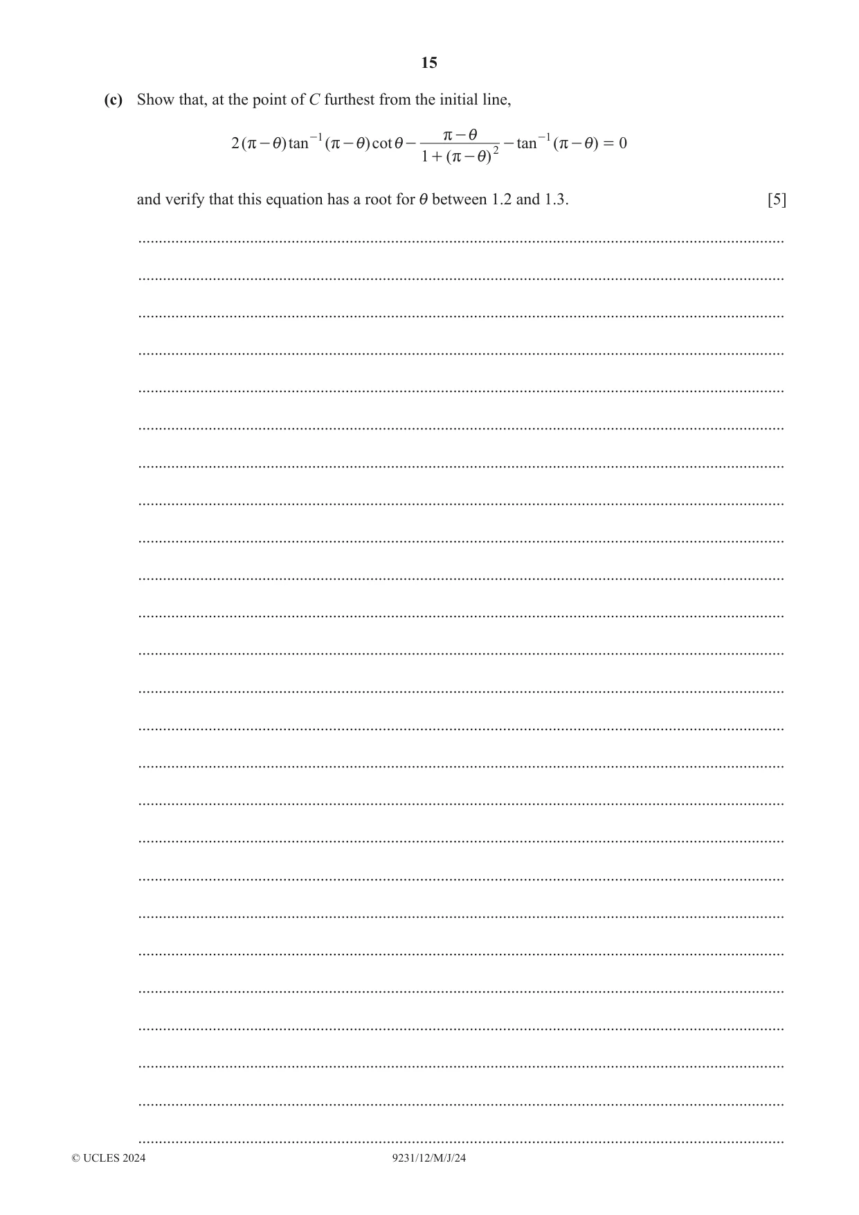 Cambridge A Level Mathematics - Further 9231 2024 May/June Paper 1 · Variant 2 question paper, page 15 of 16
