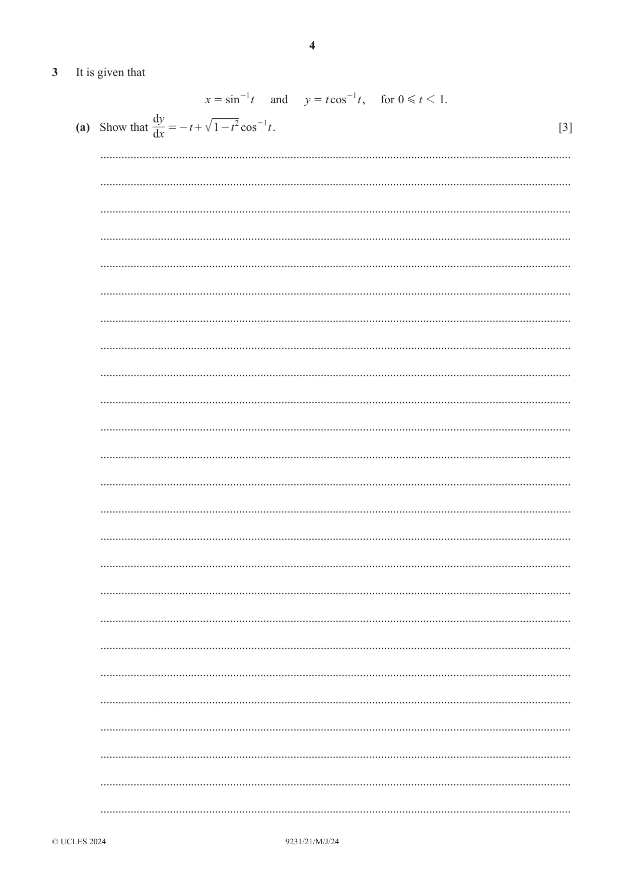 Cambridge A Level Mathematics - Further 9231 2024 May/June Paper 2 · Variant 1 question paper, page 4 of 20