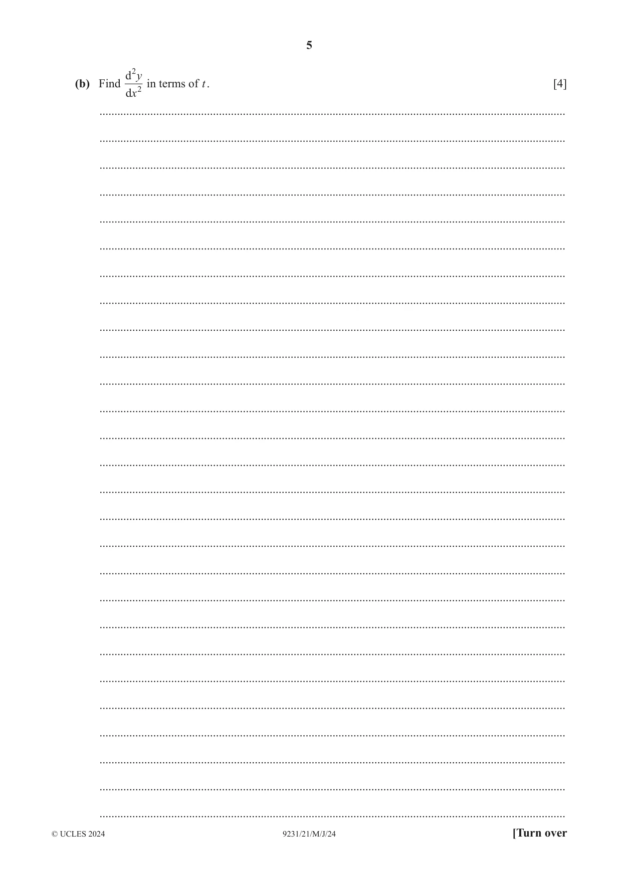 Cambridge A Level Mathematics - Further 9231 2024 May/June Paper 2 · Variant 1 question paper, page 5 of 20