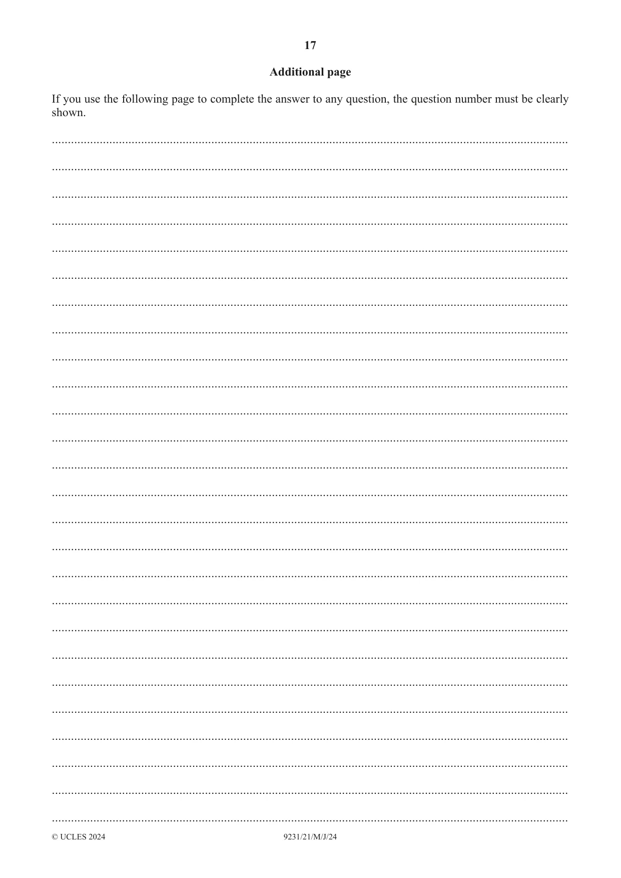 Cambridge A Level Mathematics - Further 9231 2024 May/June Paper 2 · Variant 1 question paper, page 17 of 20