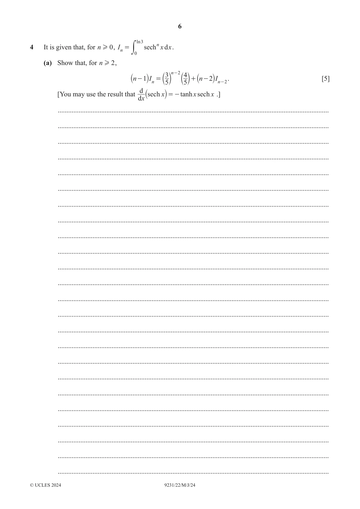 Cambridge A Level Mathematics - Further 9231 2024 May/June Paper 2 · Variant 2 question paper, page 6 of 20