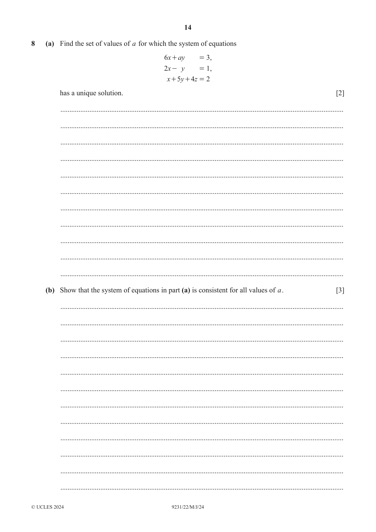 Cambridge A Level Mathematics - Further 9231 2024 May/June Paper 2 · Variant 2 question paper, page 14 of 20