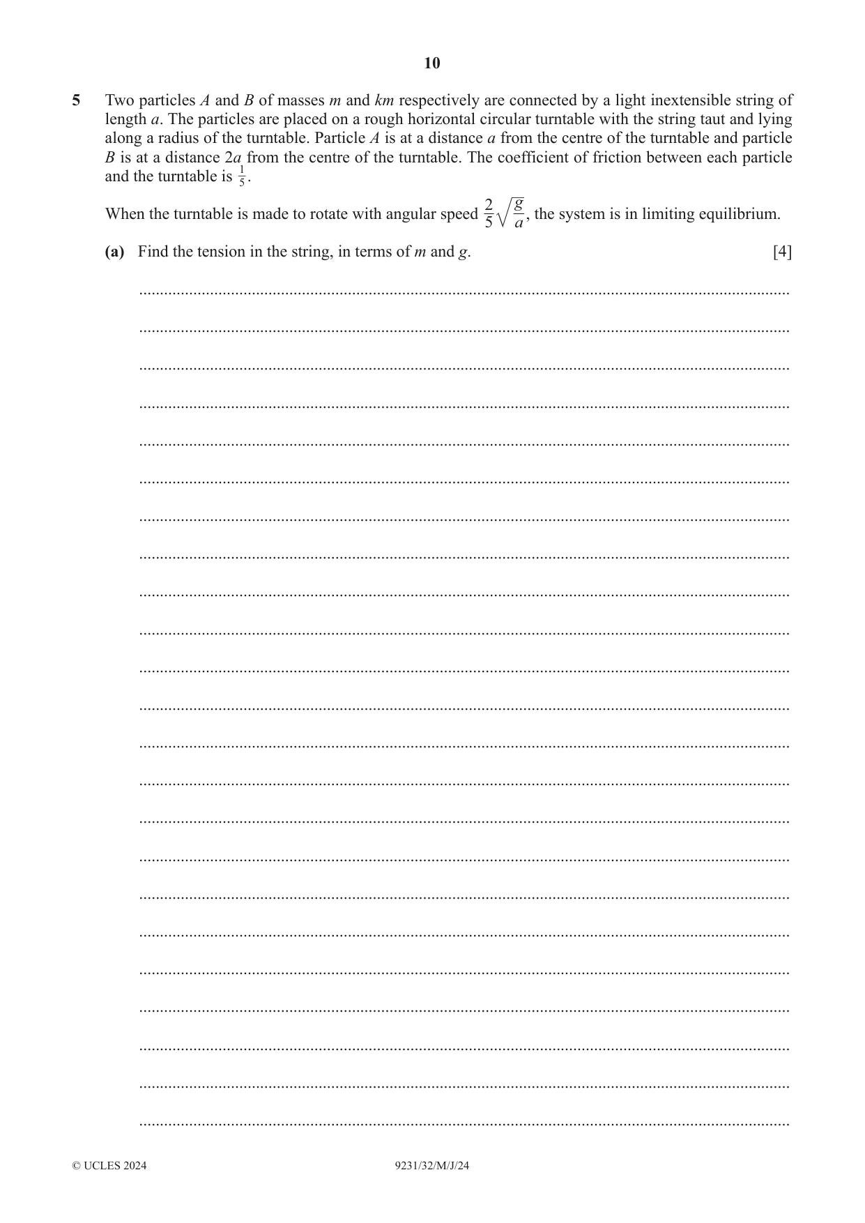 Cambridge A Level Mathematics - Further 9231 2024 May/June Paper 3 · Variant 2 question paper, page 10 of 16