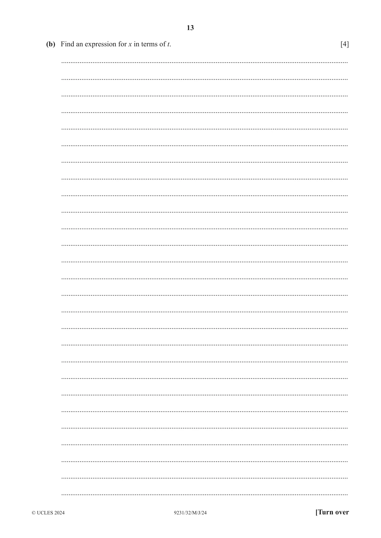 Cambridge A Level Mathematics - Further 9231 2024 May/June Paper 3 · Variant 2 question paper, page 13 of 16