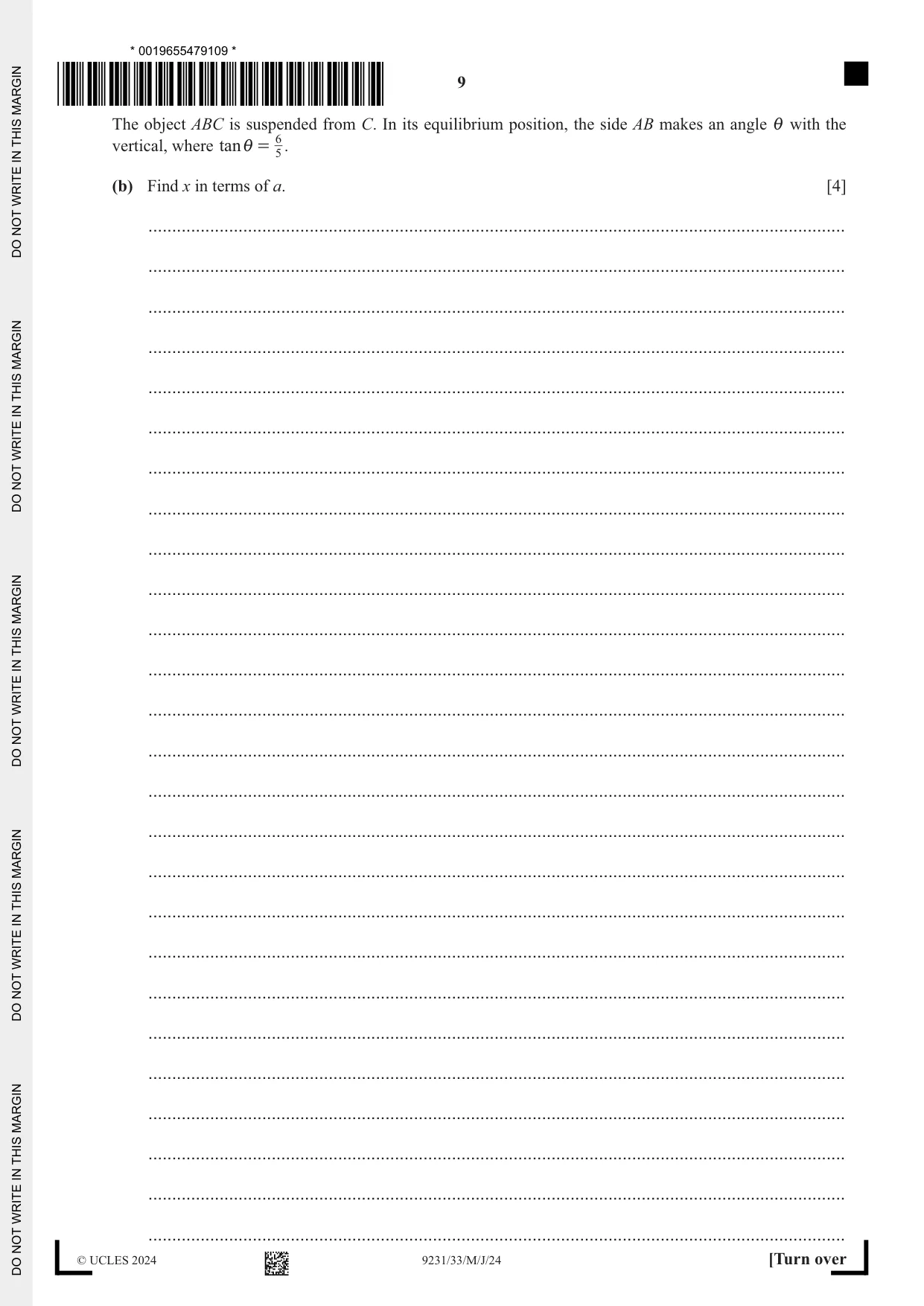 Cambridge A Level Mathematics - Further 9231 2024 May/June Paper 3 · Variant 3 question paper, page 9 of 16