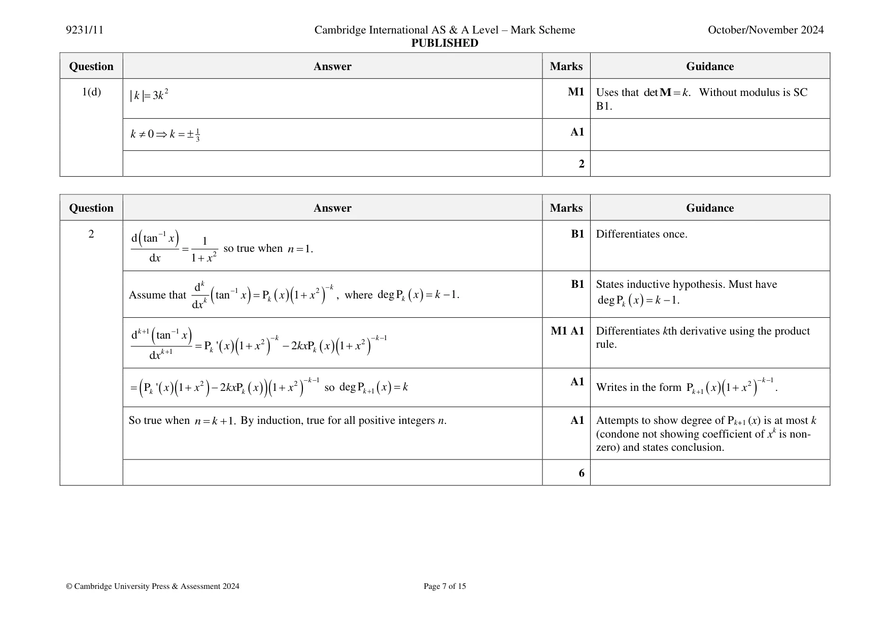 Mark scheme, page 7 of 15