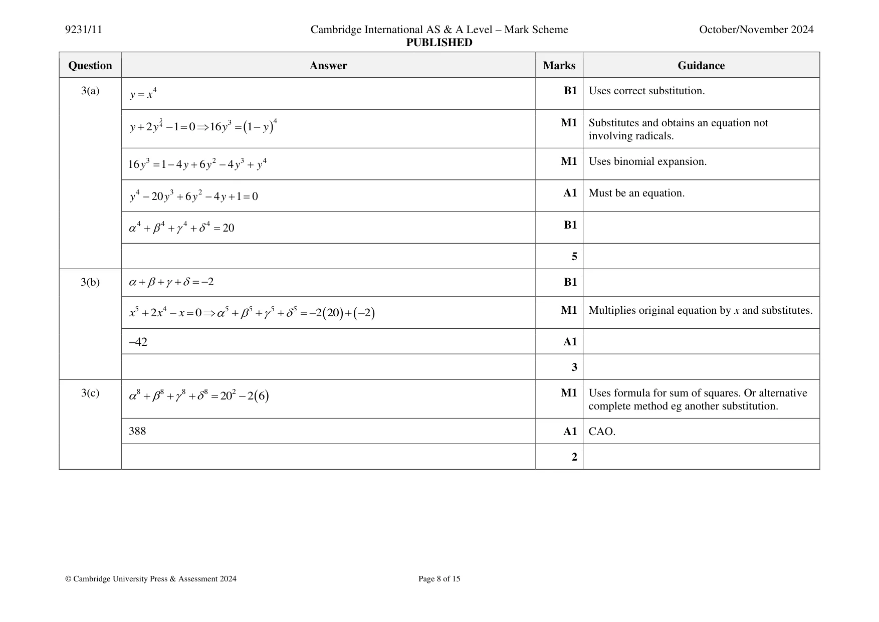 Mark scheme, page 8 of 15