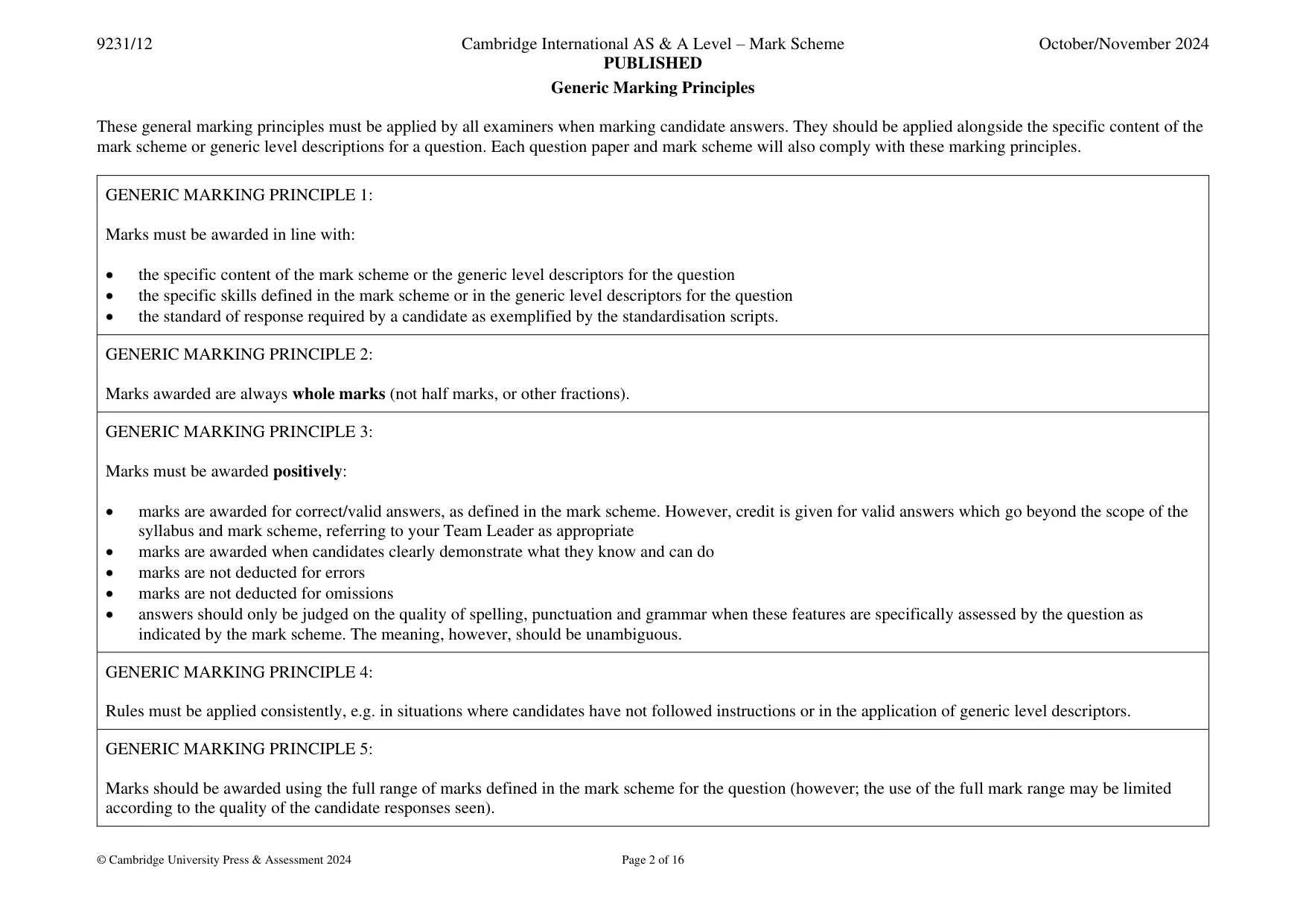 Mark scheme, page 2 of 16