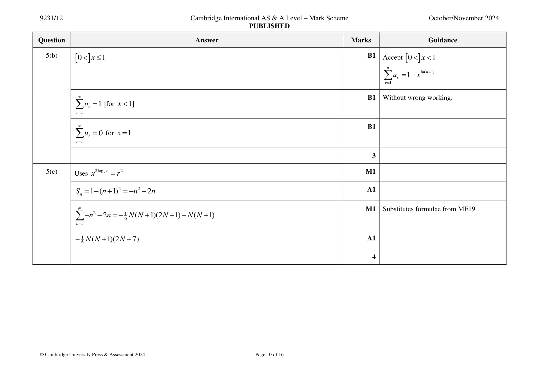 Mark scheme, page 10 of 16