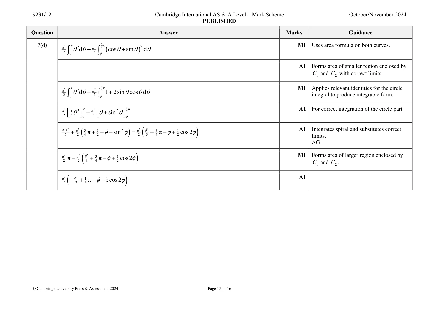 Mark scheme, page 15 of 16