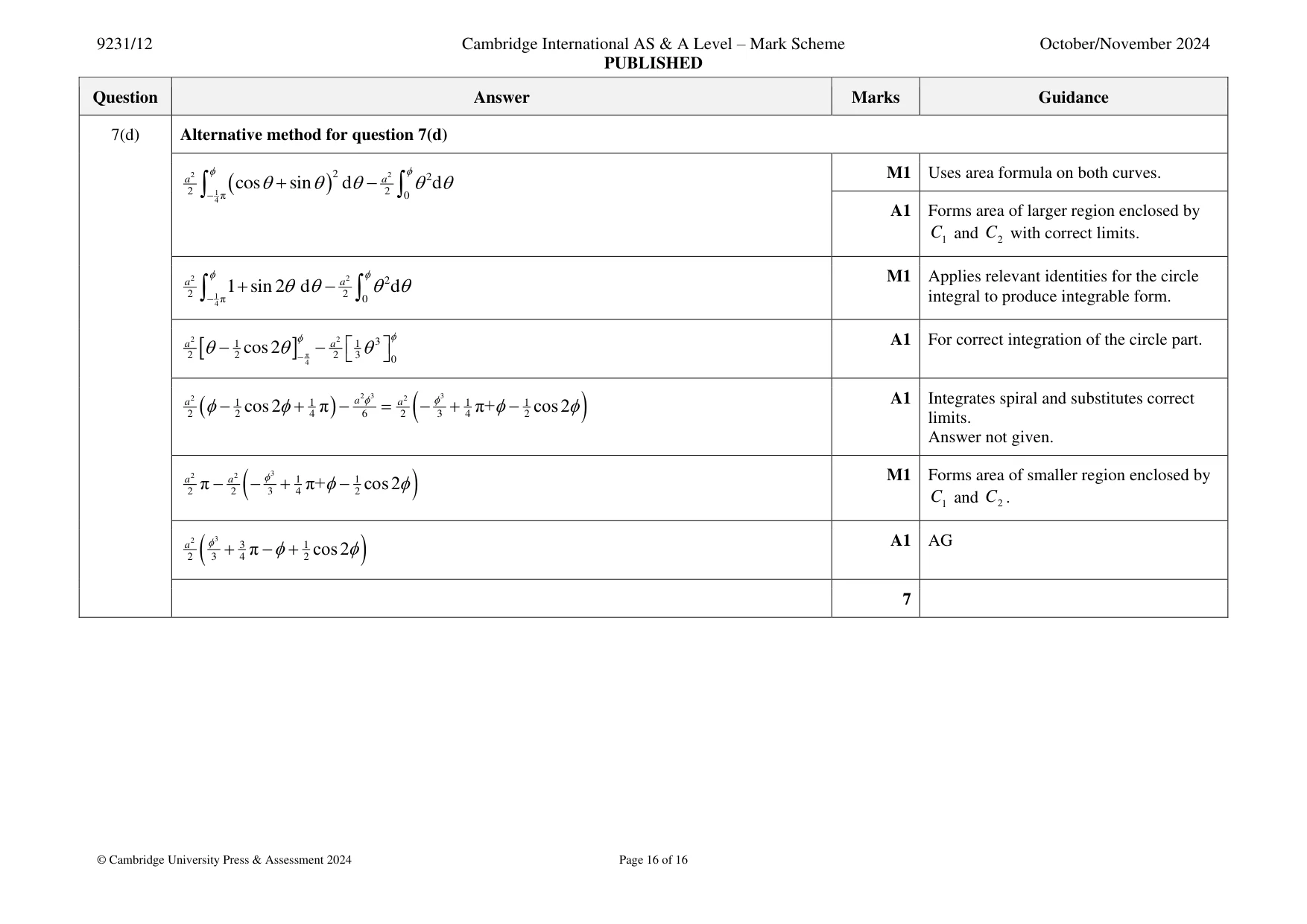 Mark scheme, page 16 of 16