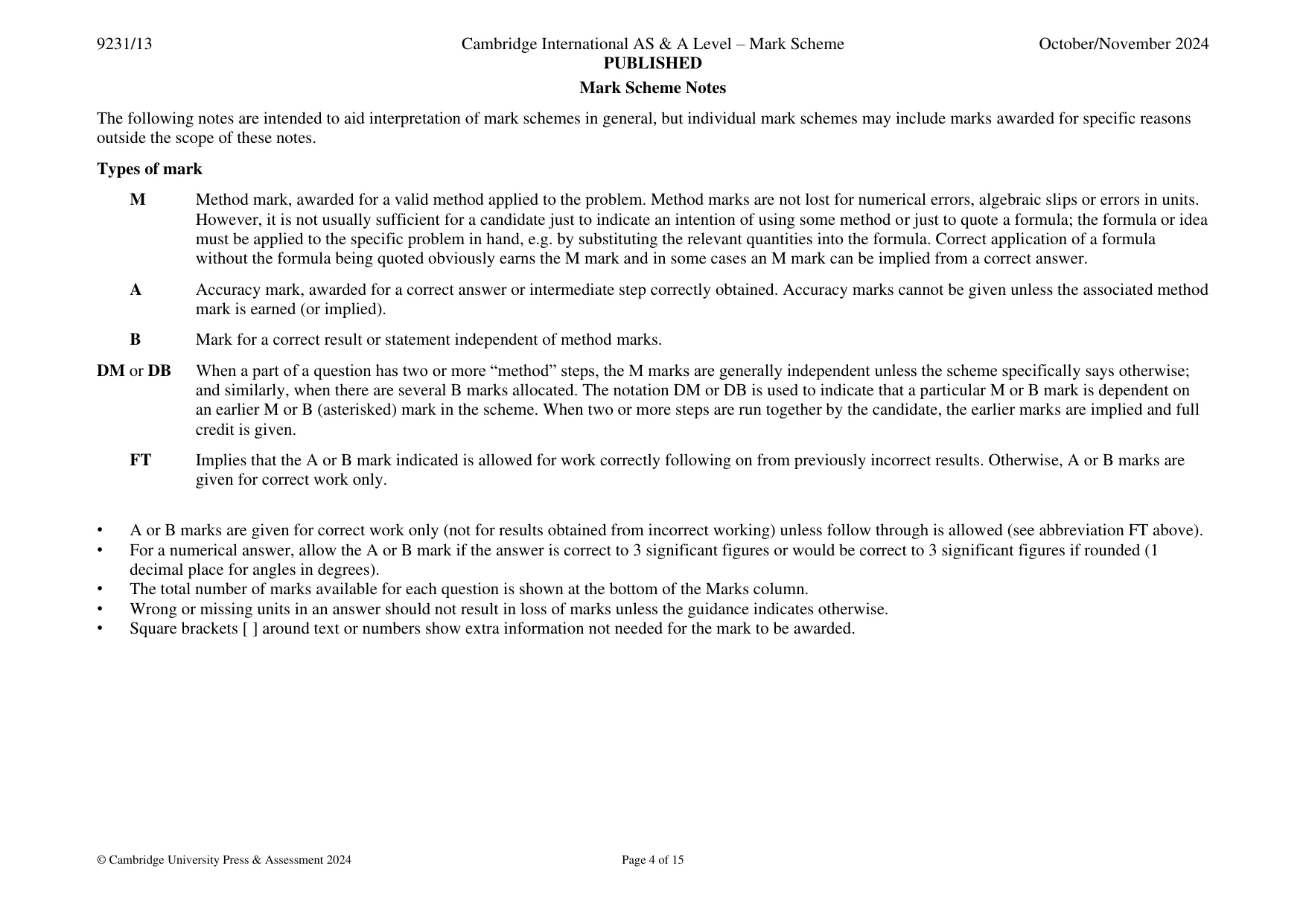 Mark scheme, page 4 of 15