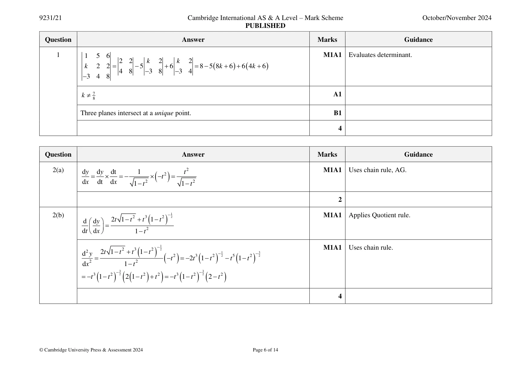 Mark scheme, page 6 of 14