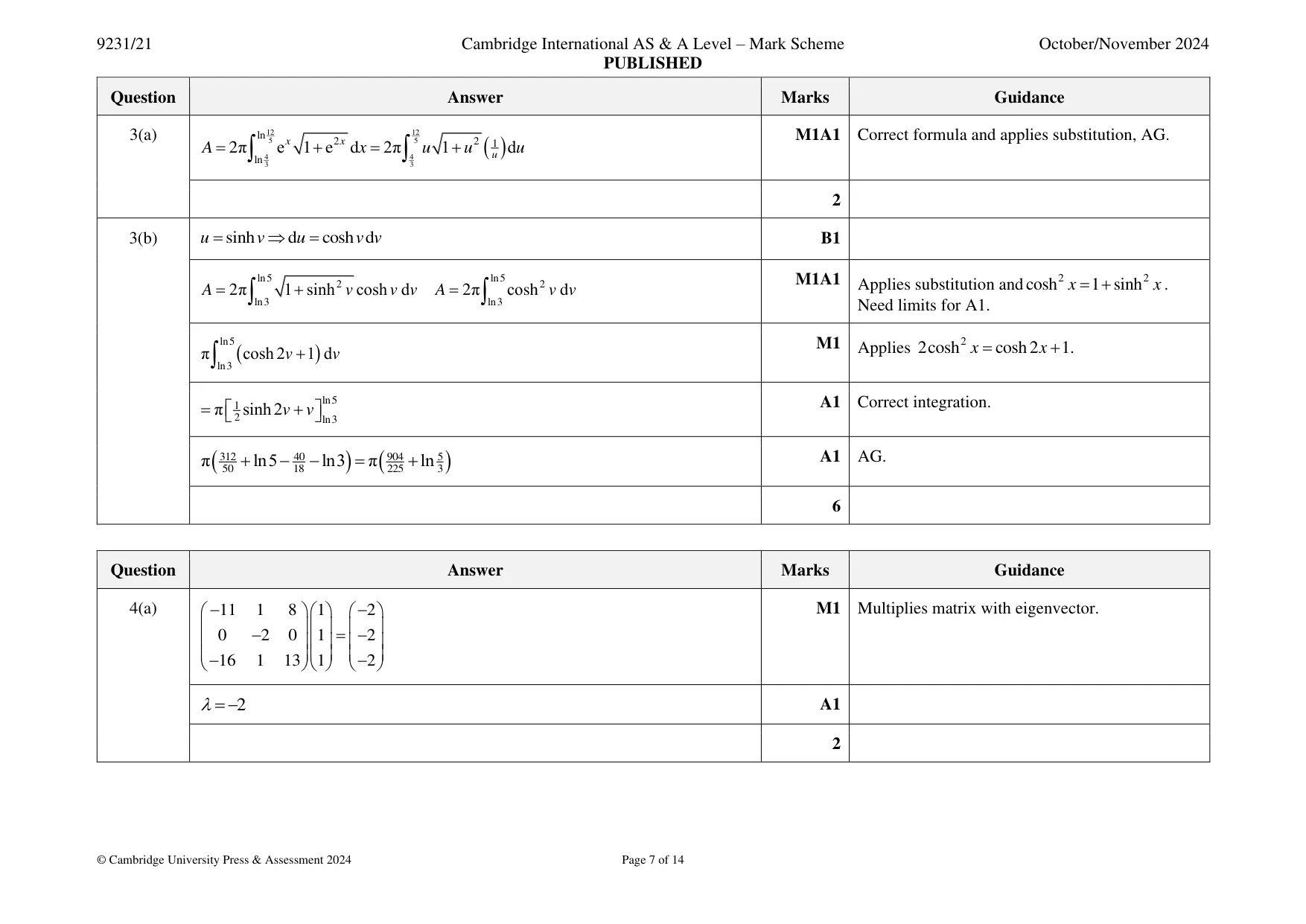 Mark scheme, page 7 of 14