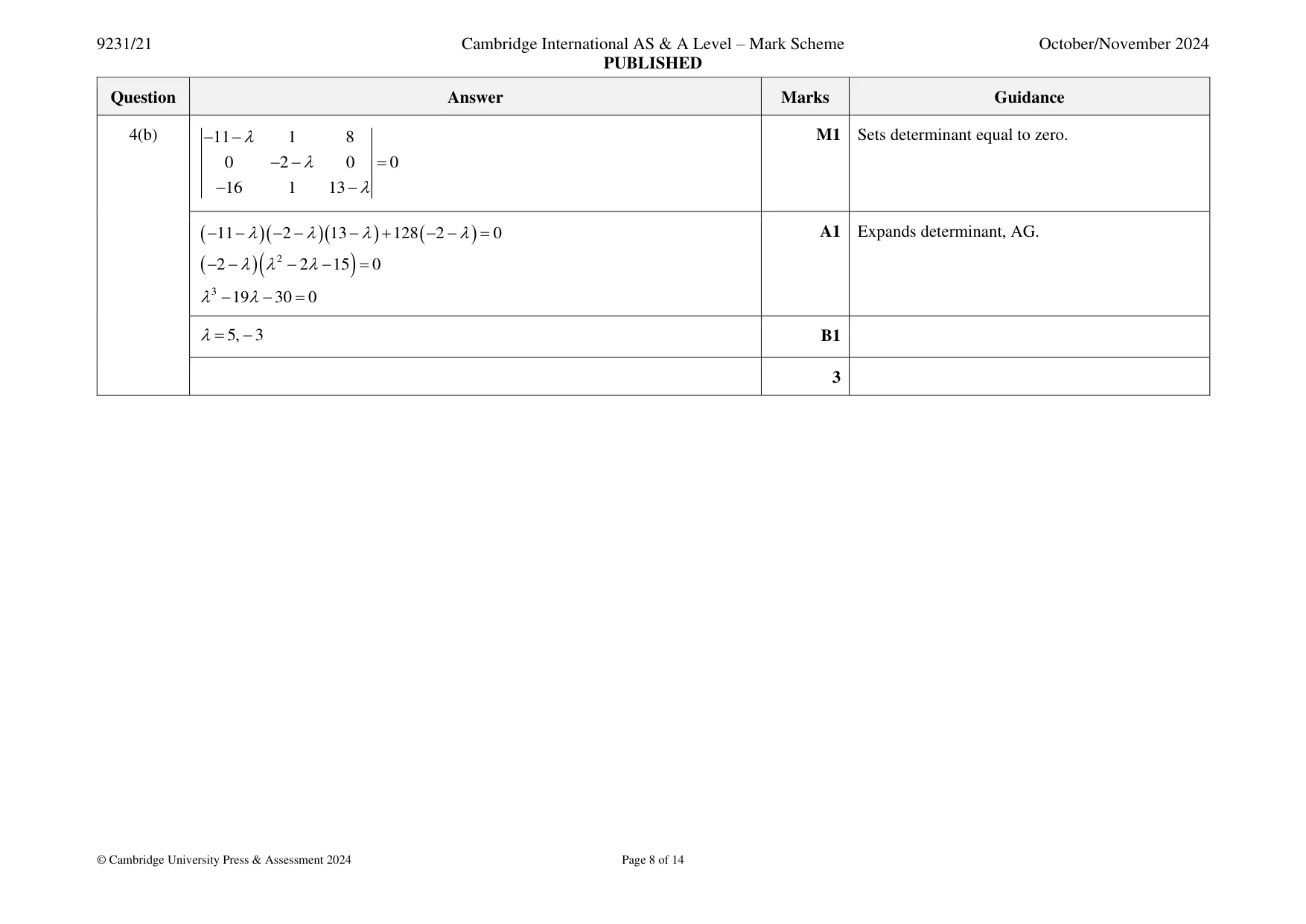 Mark scheme, page 8 of 14