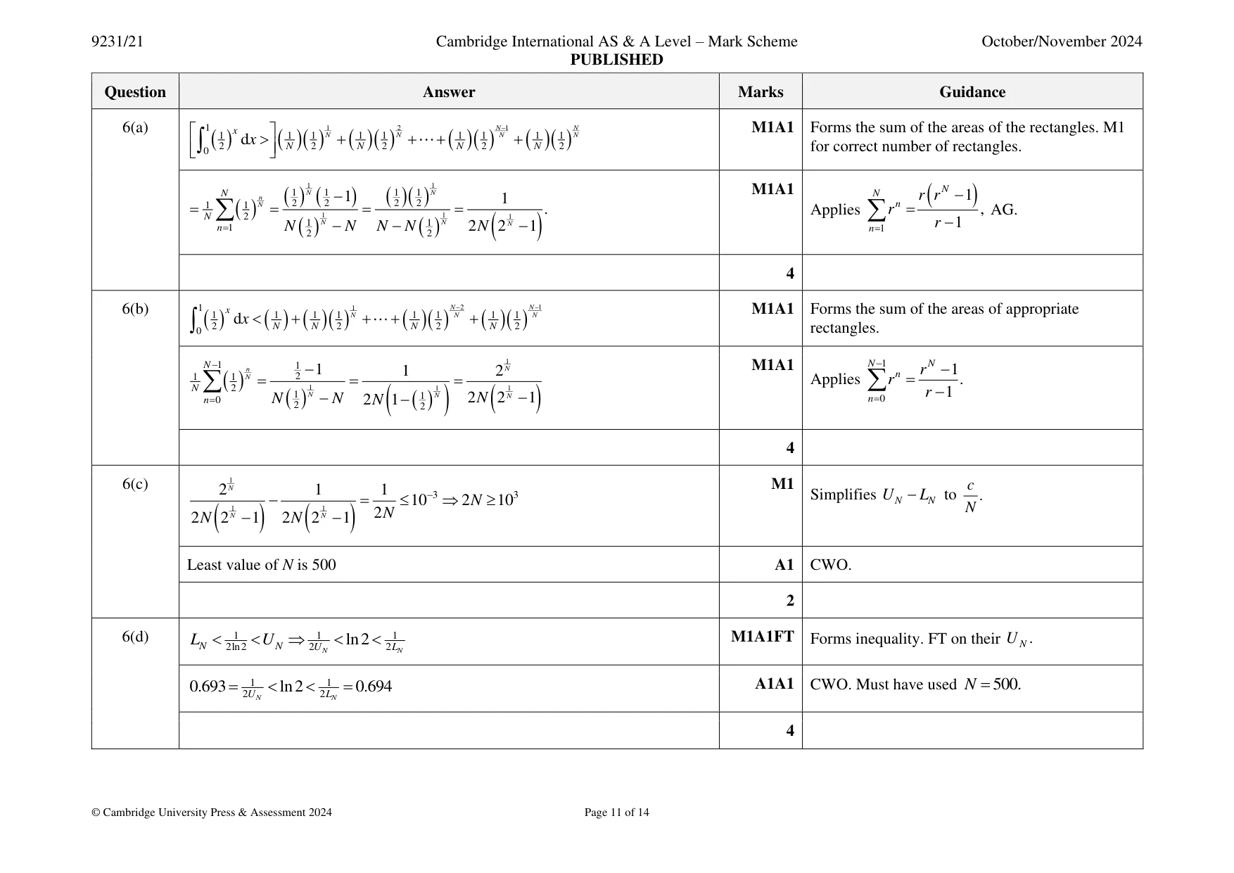 Mark scheme, page 11 of 14