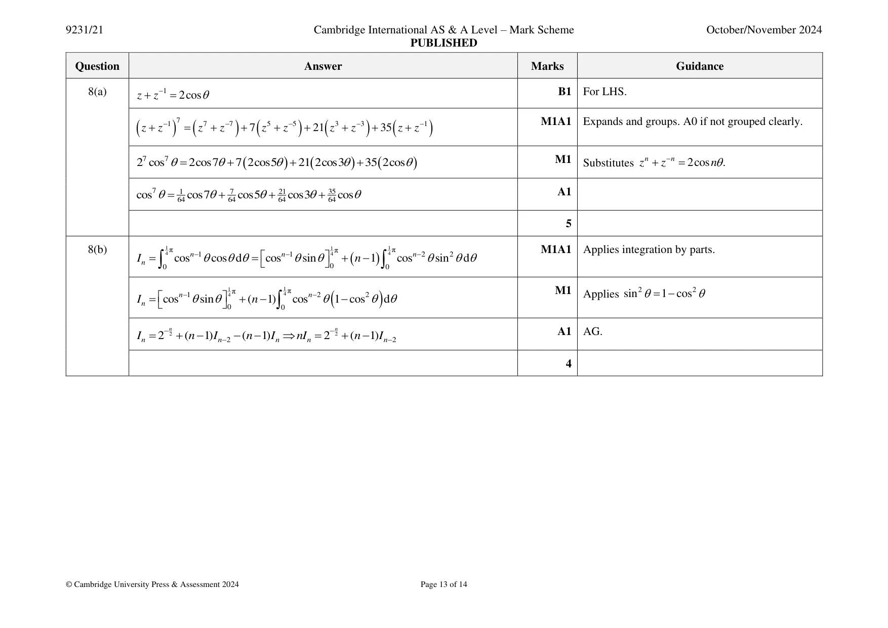 Mark scheme, page 13 of 14