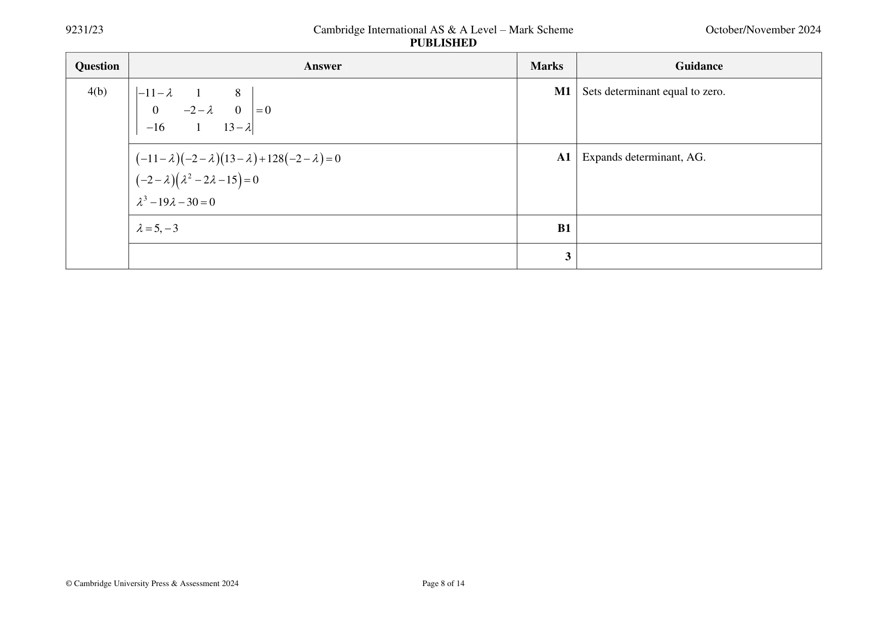 Mark scheme, page 8 of 14