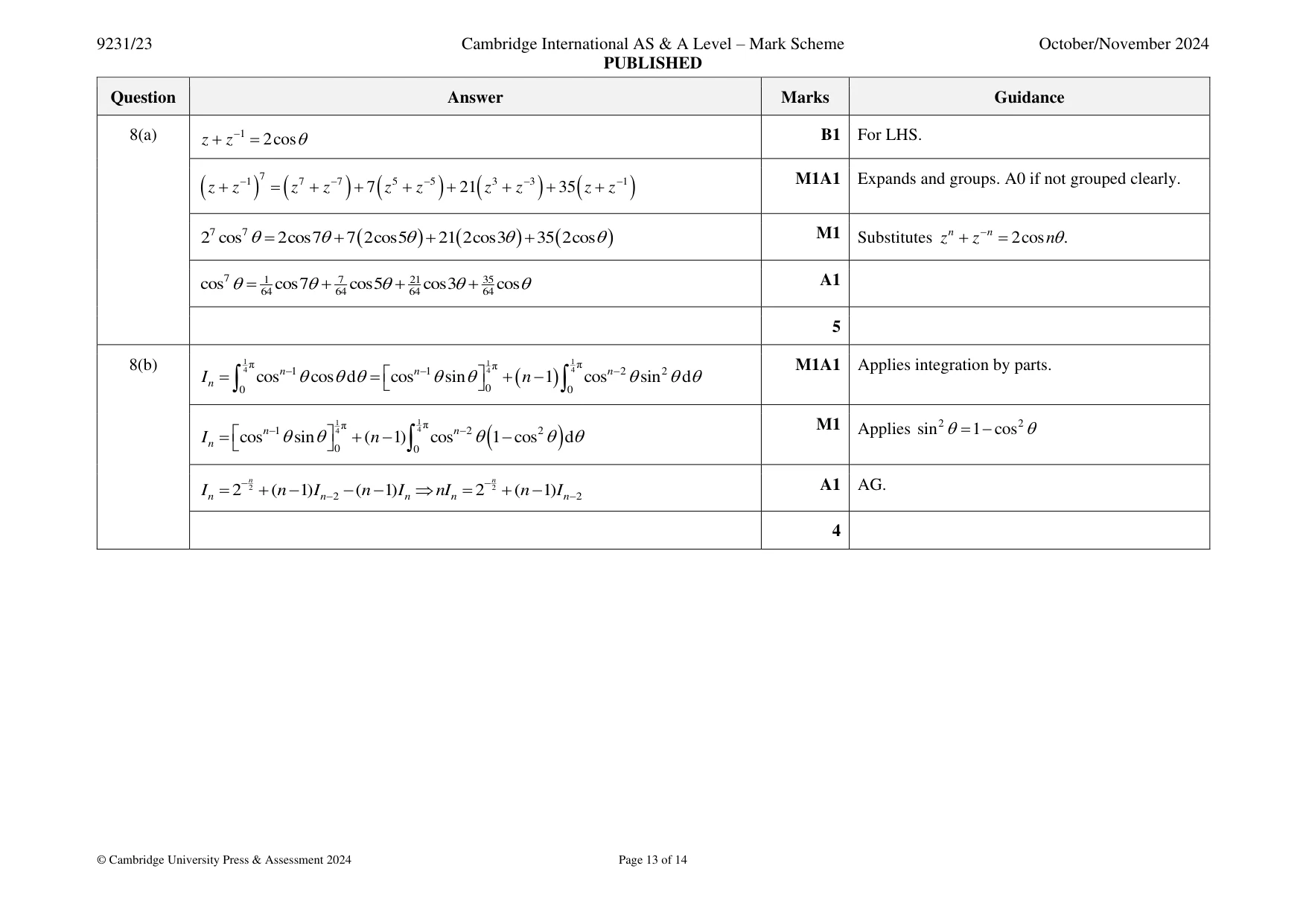 Mark scheme, page 13 of 14
