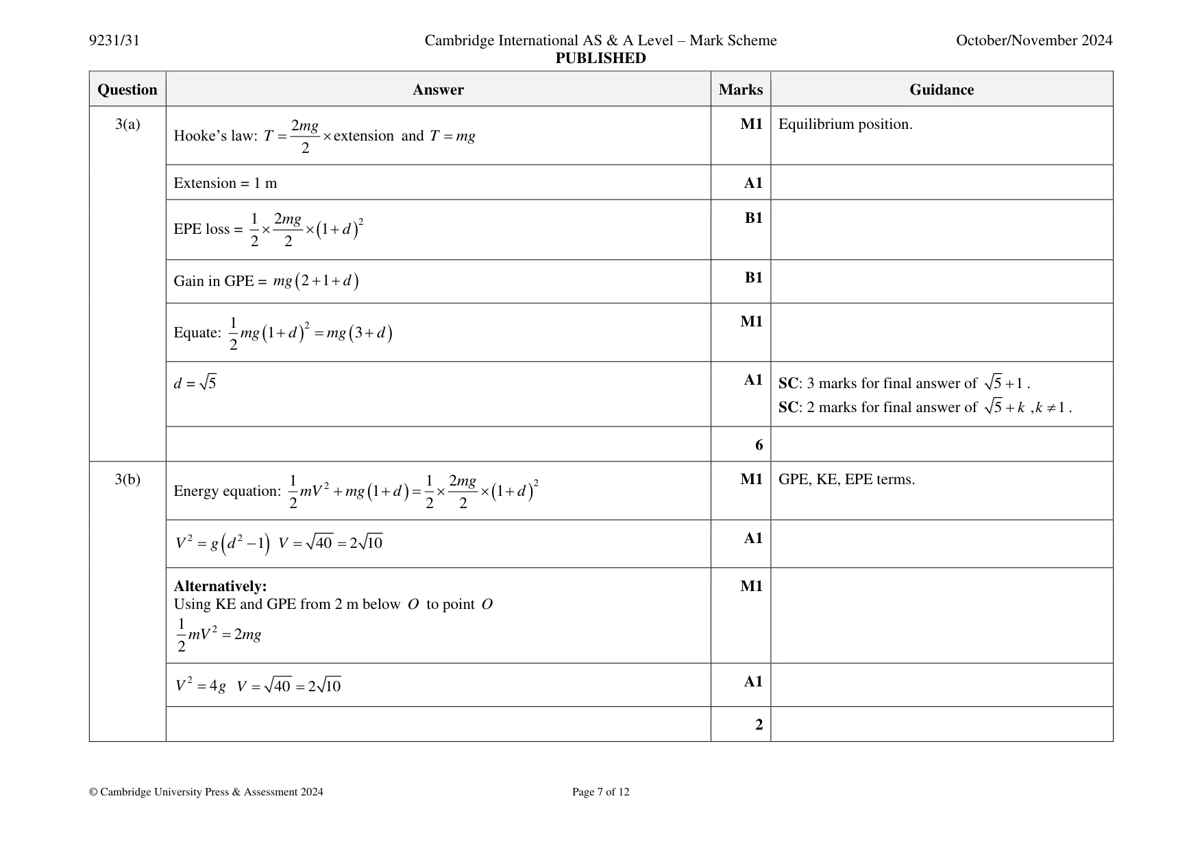 Mark scheme, page 7 of 12