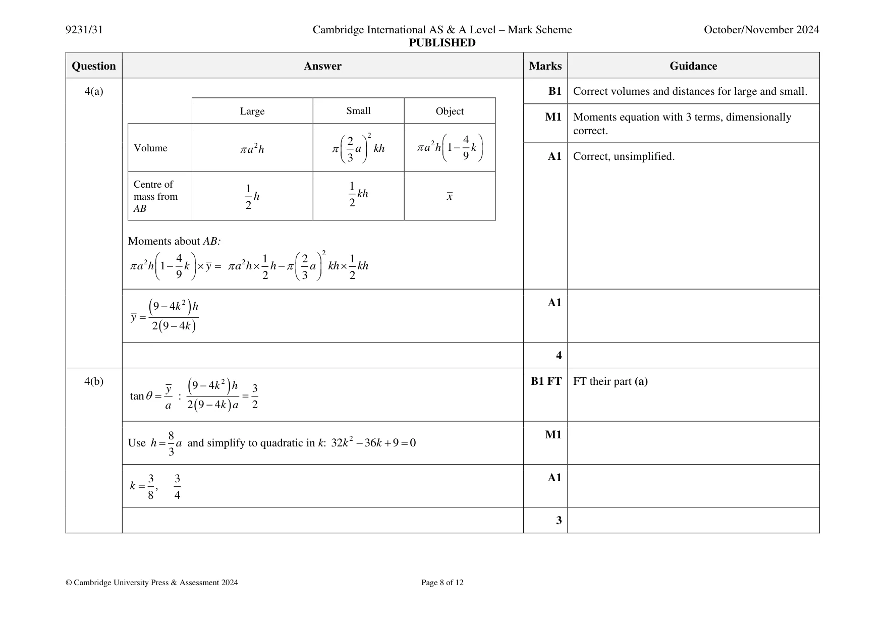 Mark scheme, page 8 of 12