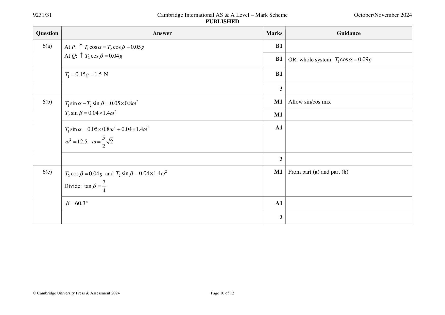 Mark scheme, page 10 of 12
