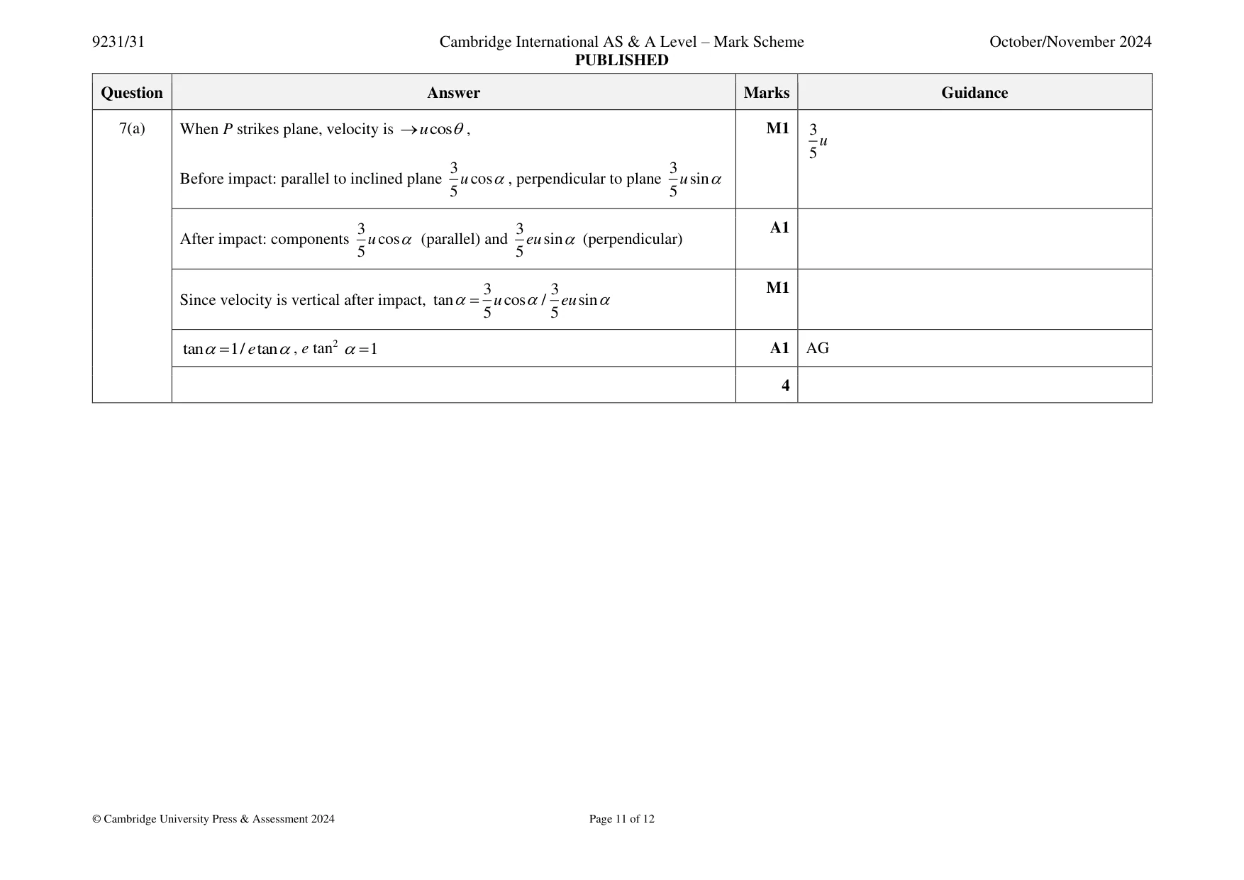 Mark scheme, page 11 of 12
