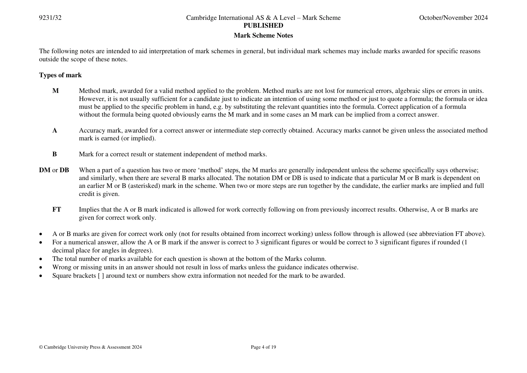 Mark scheme, page 4 of 19