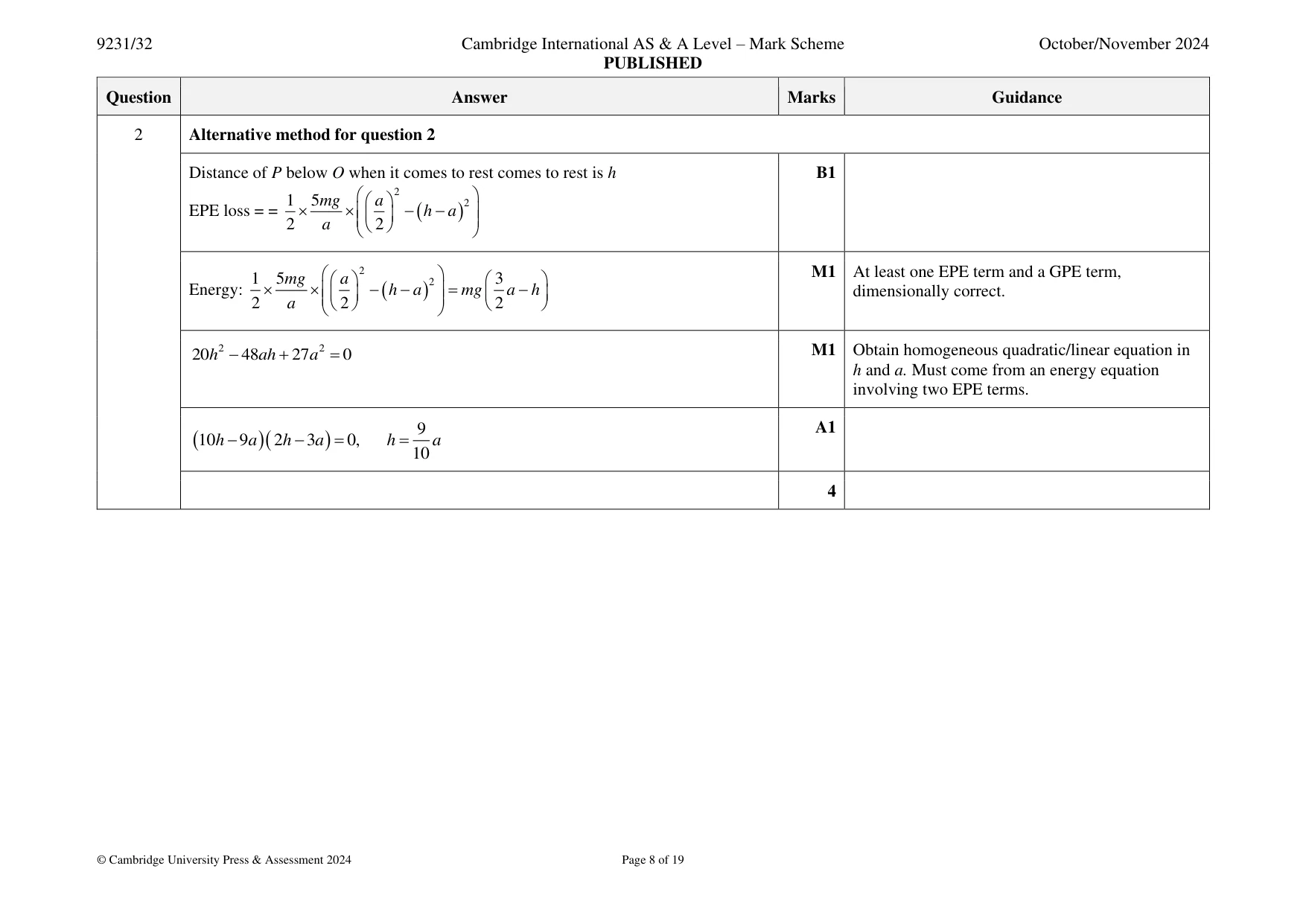 Mark scheme, page 8 of 19