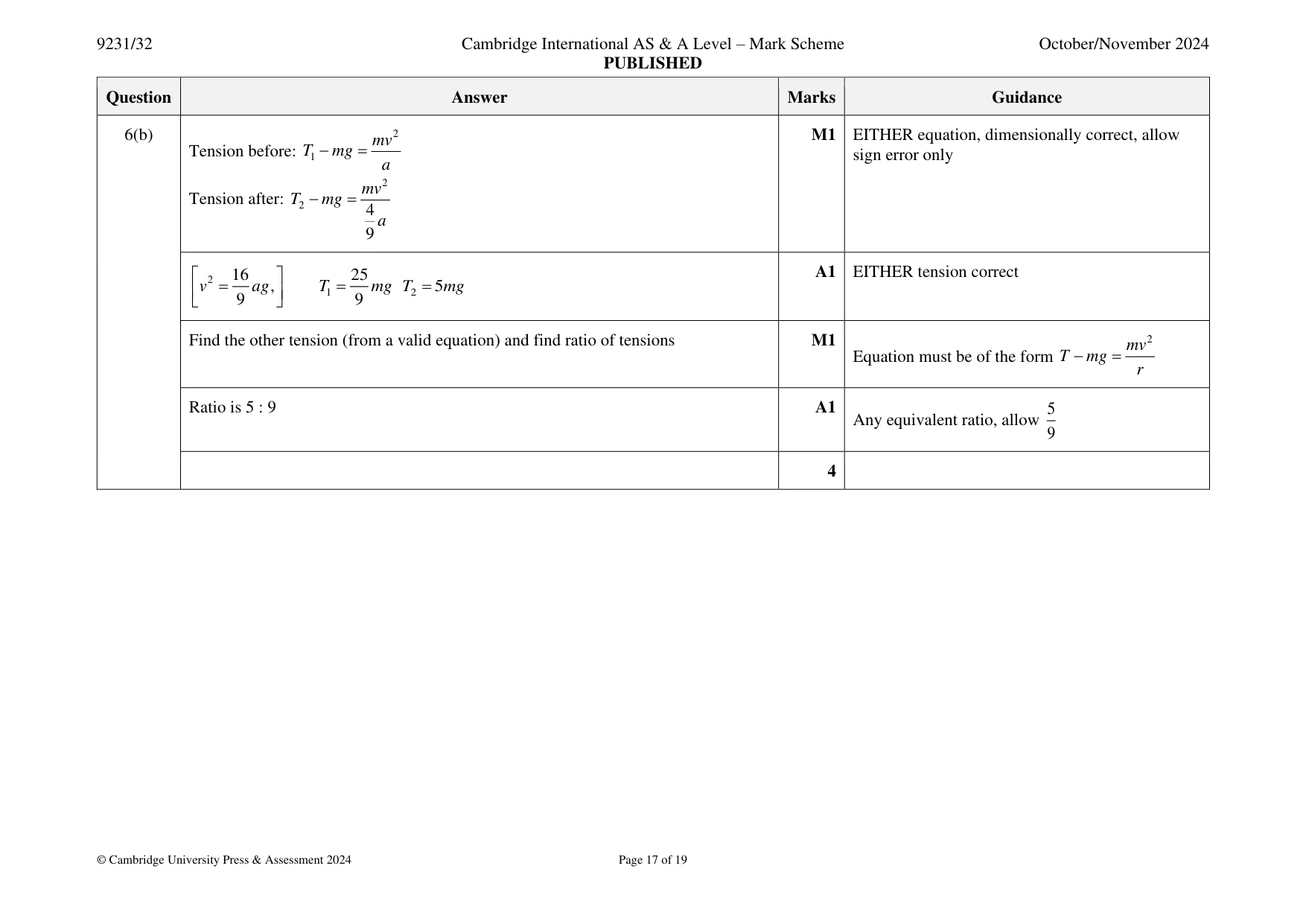 Mark scheme, page 17 of 19