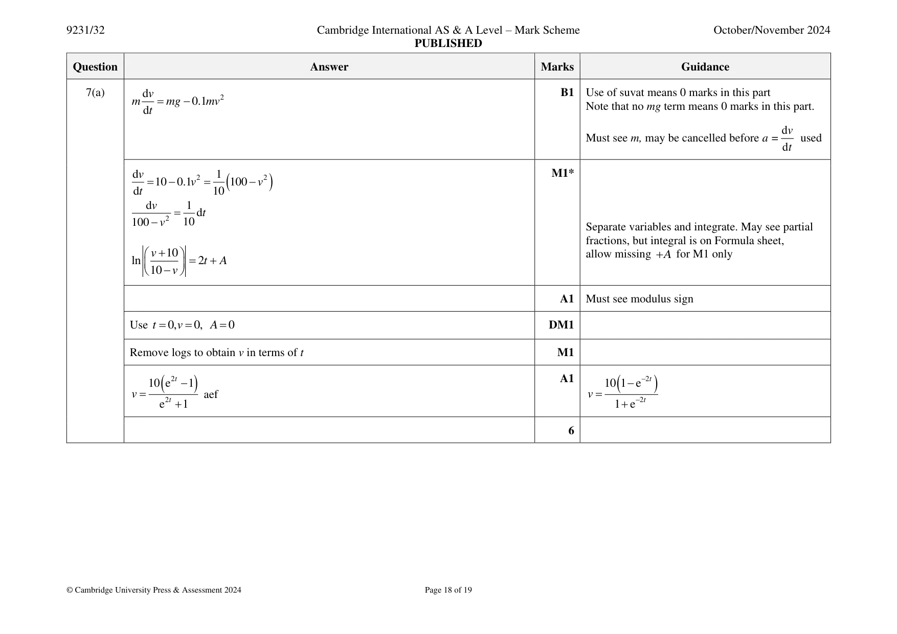 Mark scheme, page 18 of 19
