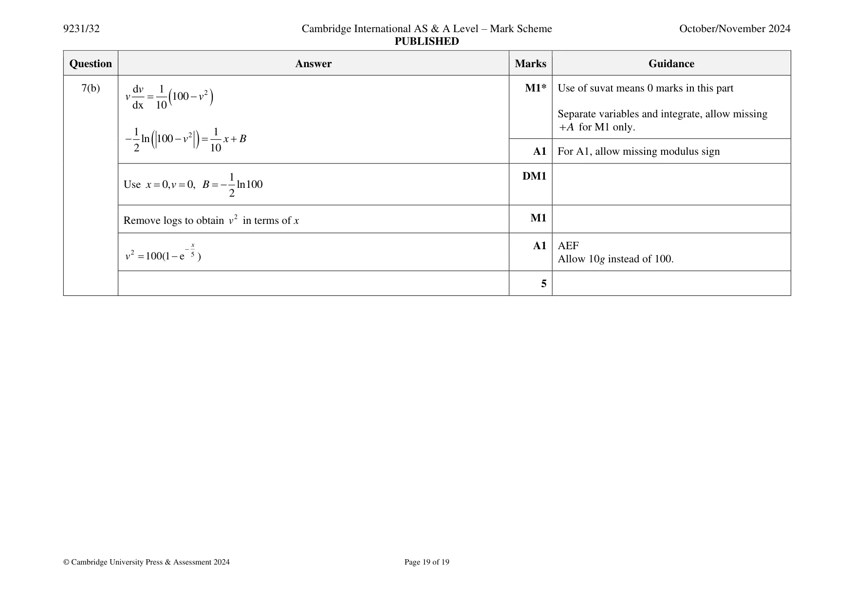 Mark scheme, page 19 of 19