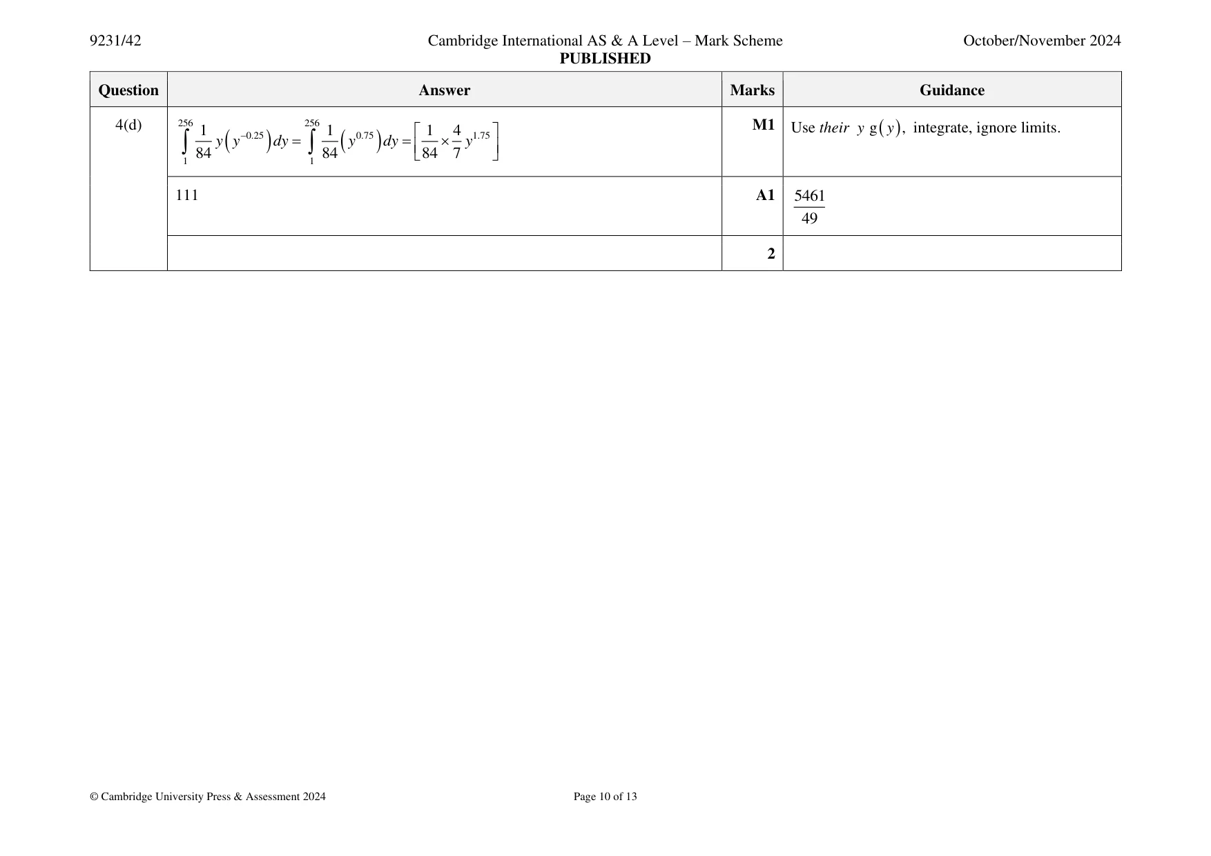Mark scheme, page 10 of 13