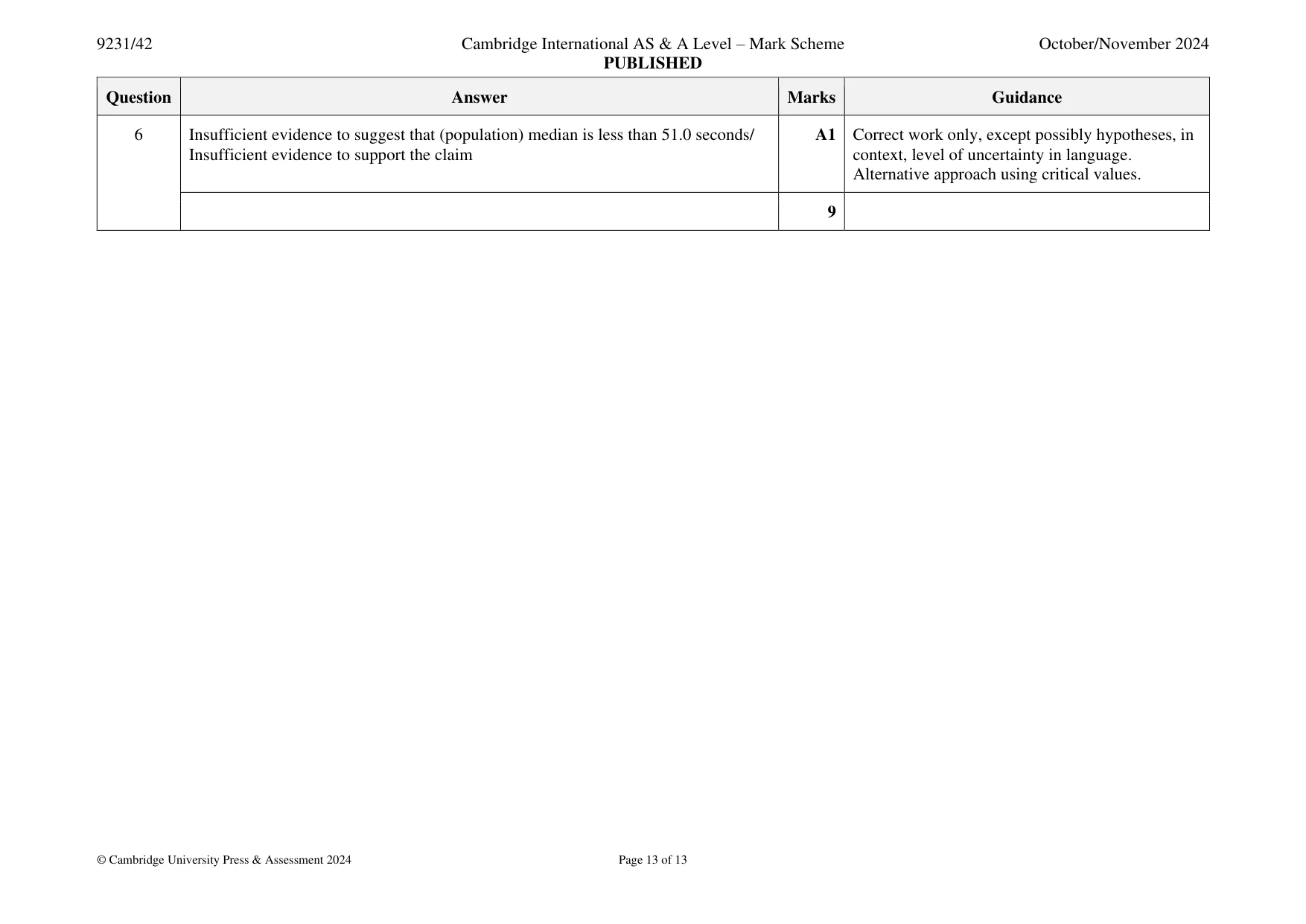 Mark scheme, page 13 of 13