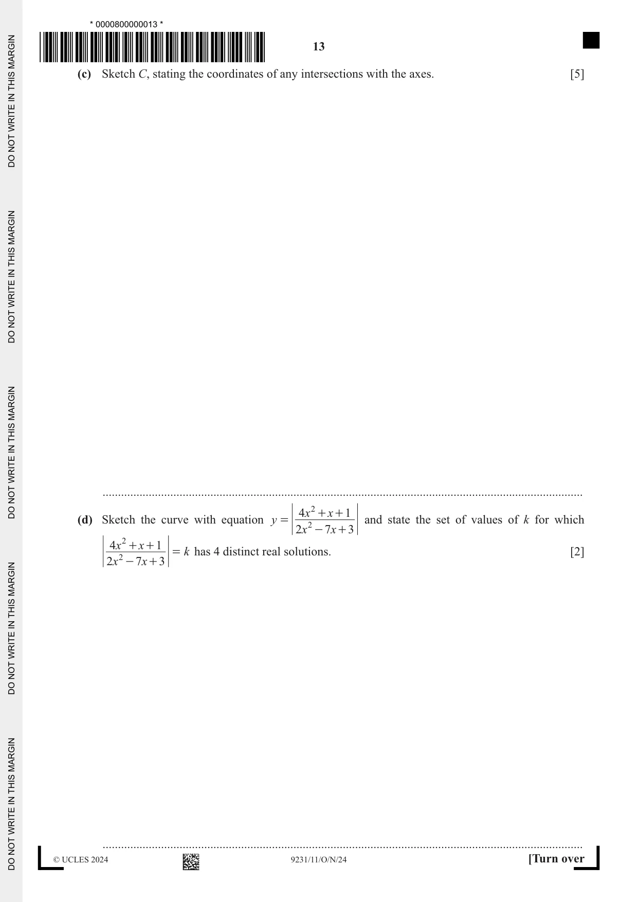Cambridge A Level Mathematics - Further 9231 2024 Oct/Nov Paper 1 · Variant 1 question paper, page 13 of 16
