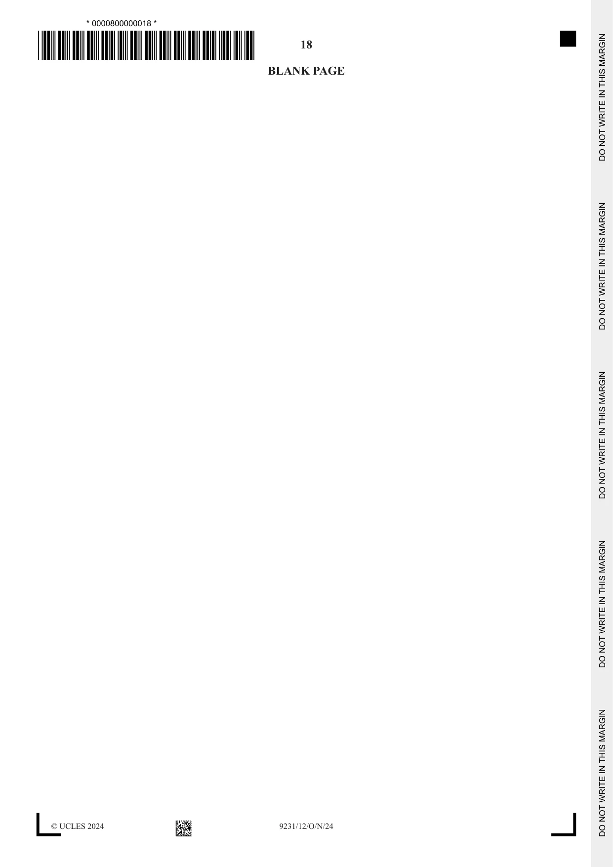 Cambridge A Level Mathematics - Further 9231 2024 Oct/Nov Paper 1 · Variant 2 question paper, page 18 of 20