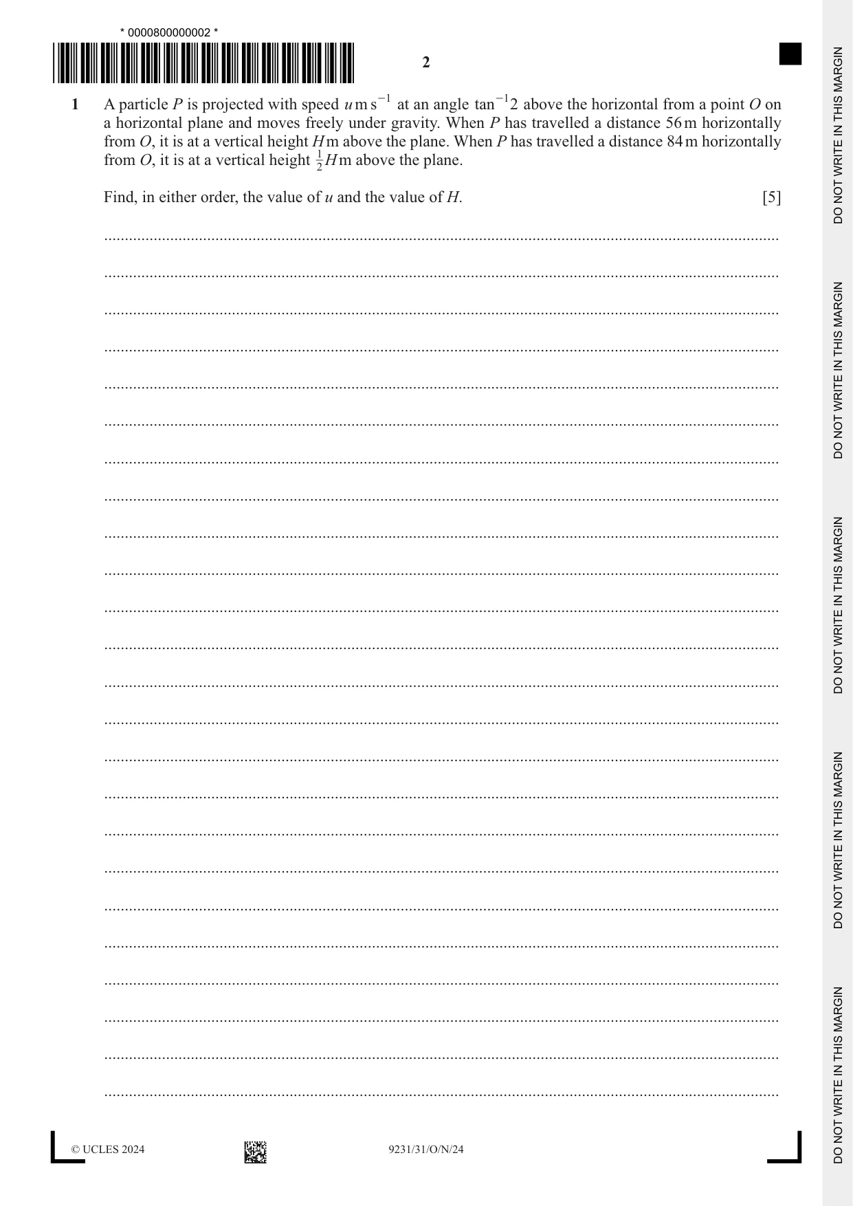 Cambridge A Level Mathematics - Further 9231 2024 Oct/Nov Paper 3 · Variant 1 question paper, page 2 of 16
