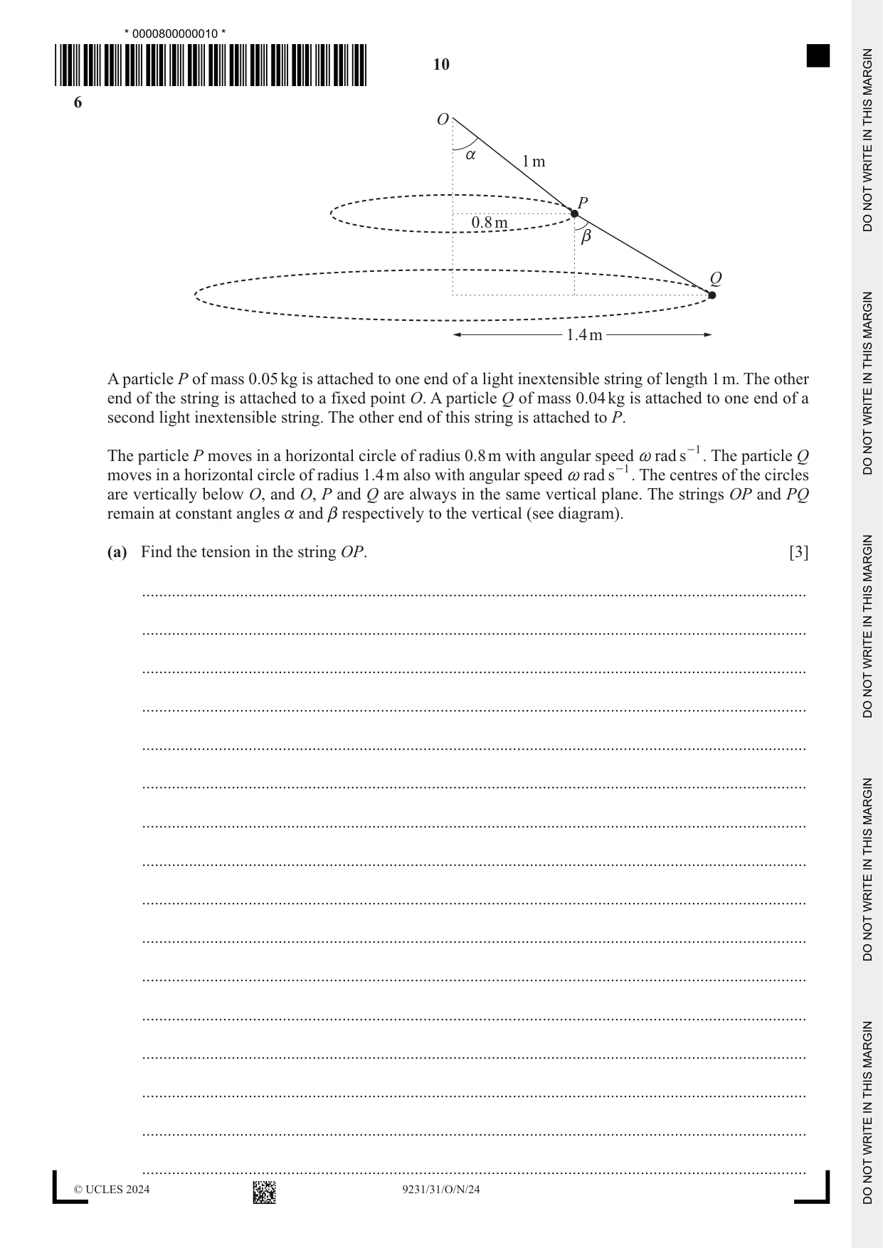 Cambridge A Level Mathematics - Further 9231 2024 Oct/Nov Paper 3 · Variant 1 question paper, page 10 of 16