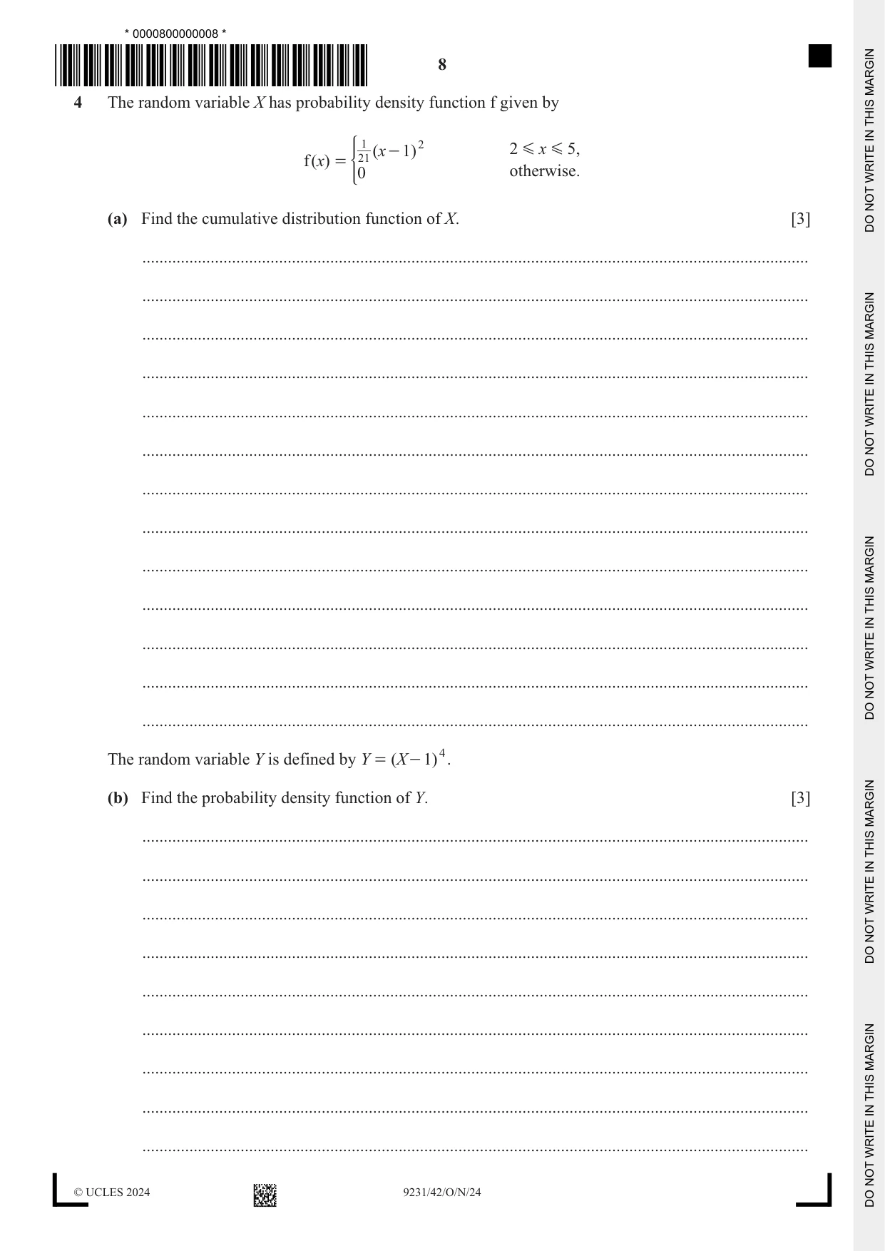Cambridge A Level Mathematics - Further 9231 2024 Oct/Nov Paper 4 · Variant 2 question paper, page 8 of 16