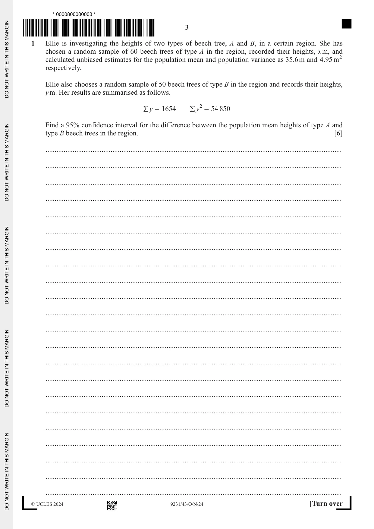 Cambridge A Level Mathematics - Further 9231 2024 Oct/Nov Paper 4 · Variant 3 question paper, page 3 of 16
