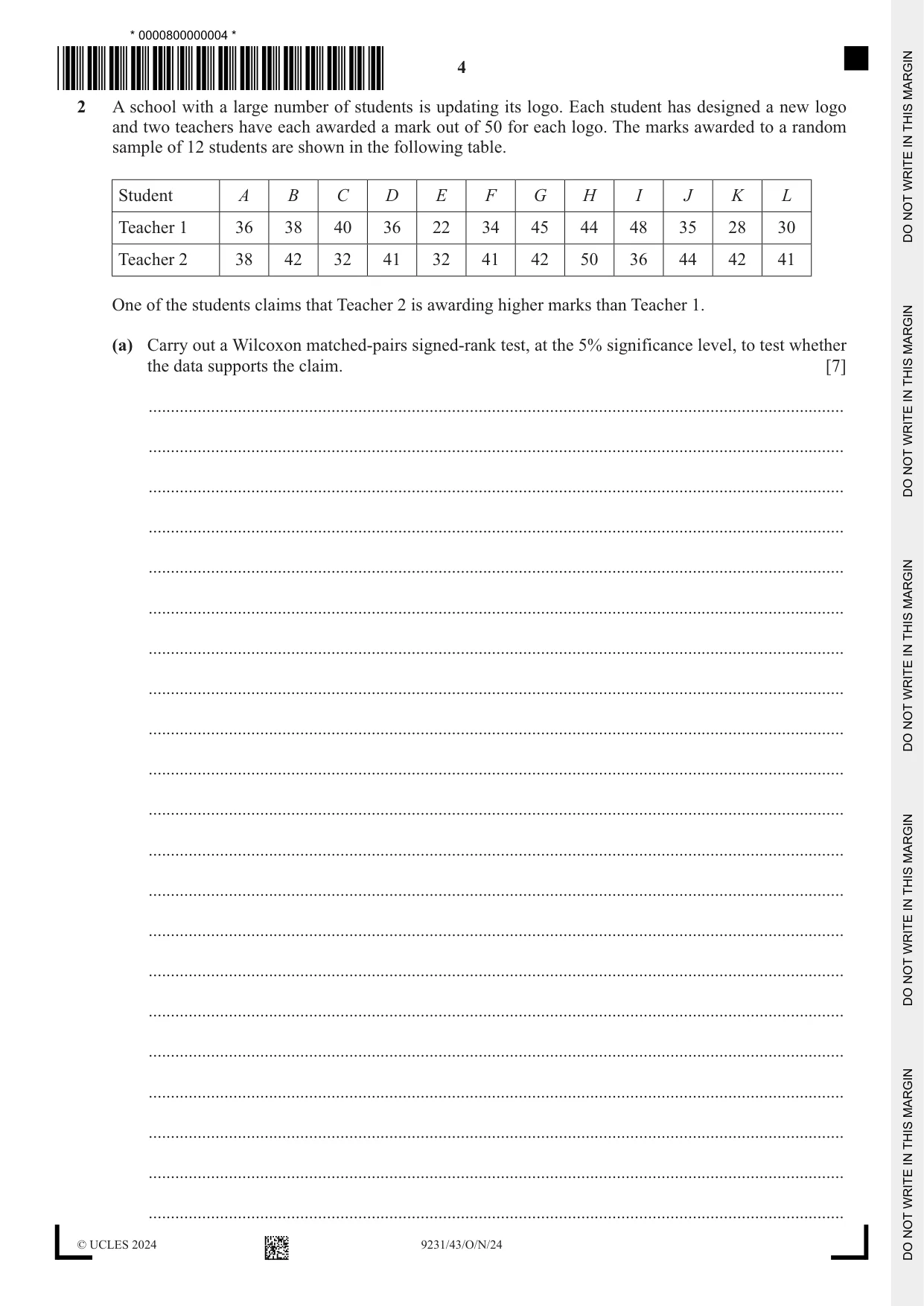 Cambridge A Level Mathematics - Further 9231 2024 Oct/Nov Paper 4 · Variant 3 question paper, page 4 of 16