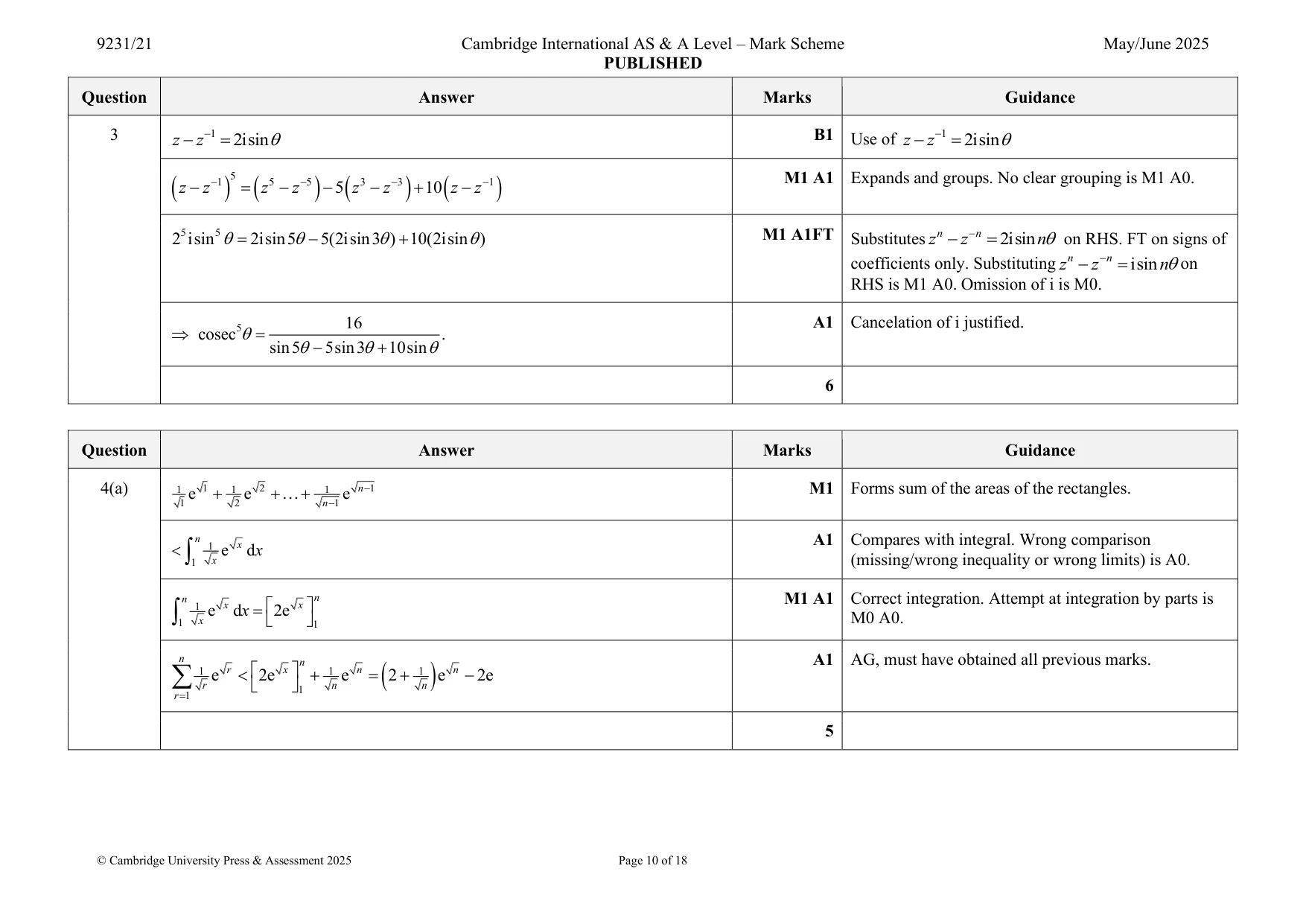 Mark scheme, page 10 of 18