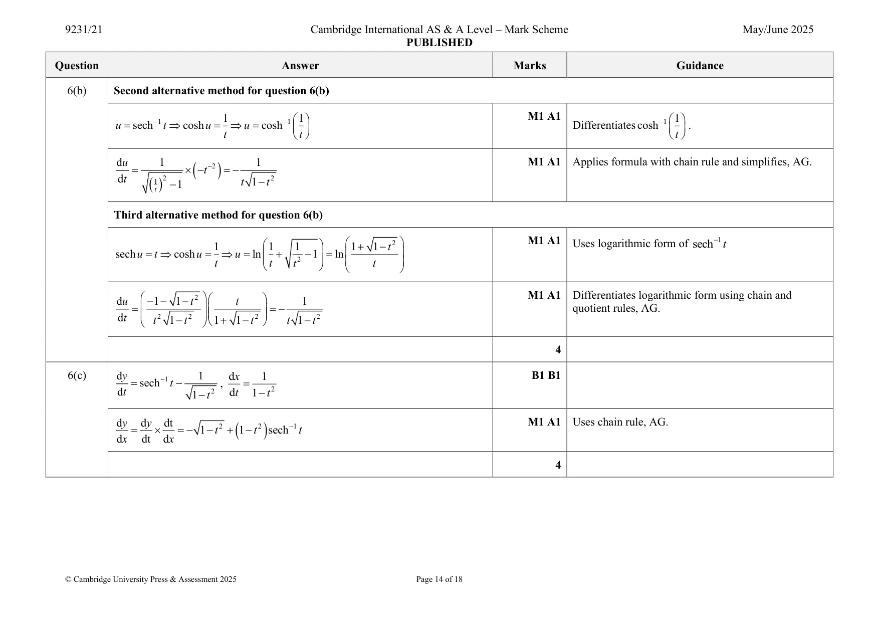 Mark scheme, page 14 of 18