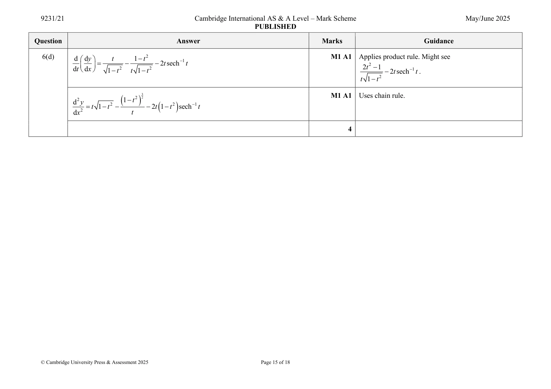 Mark scheme, page 15 of 18