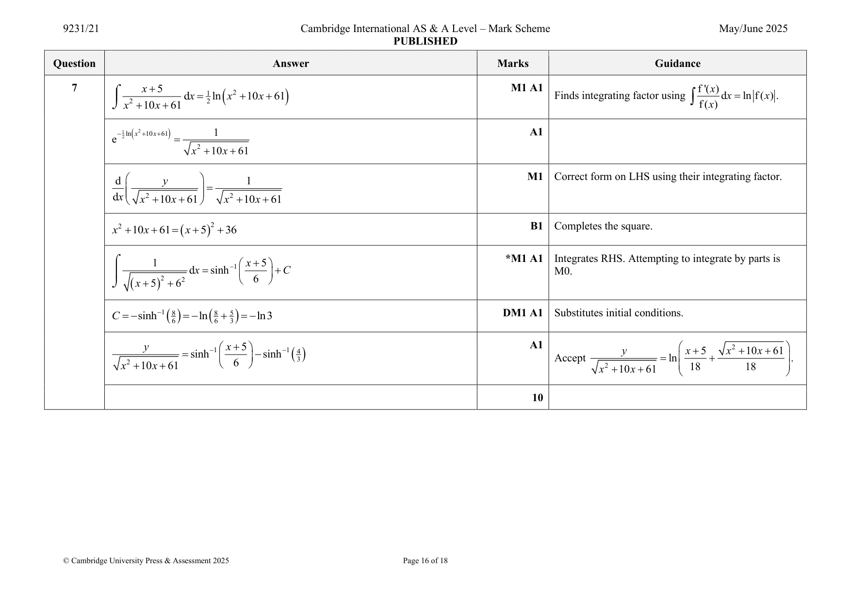 Mark scheme, page 16 of 18