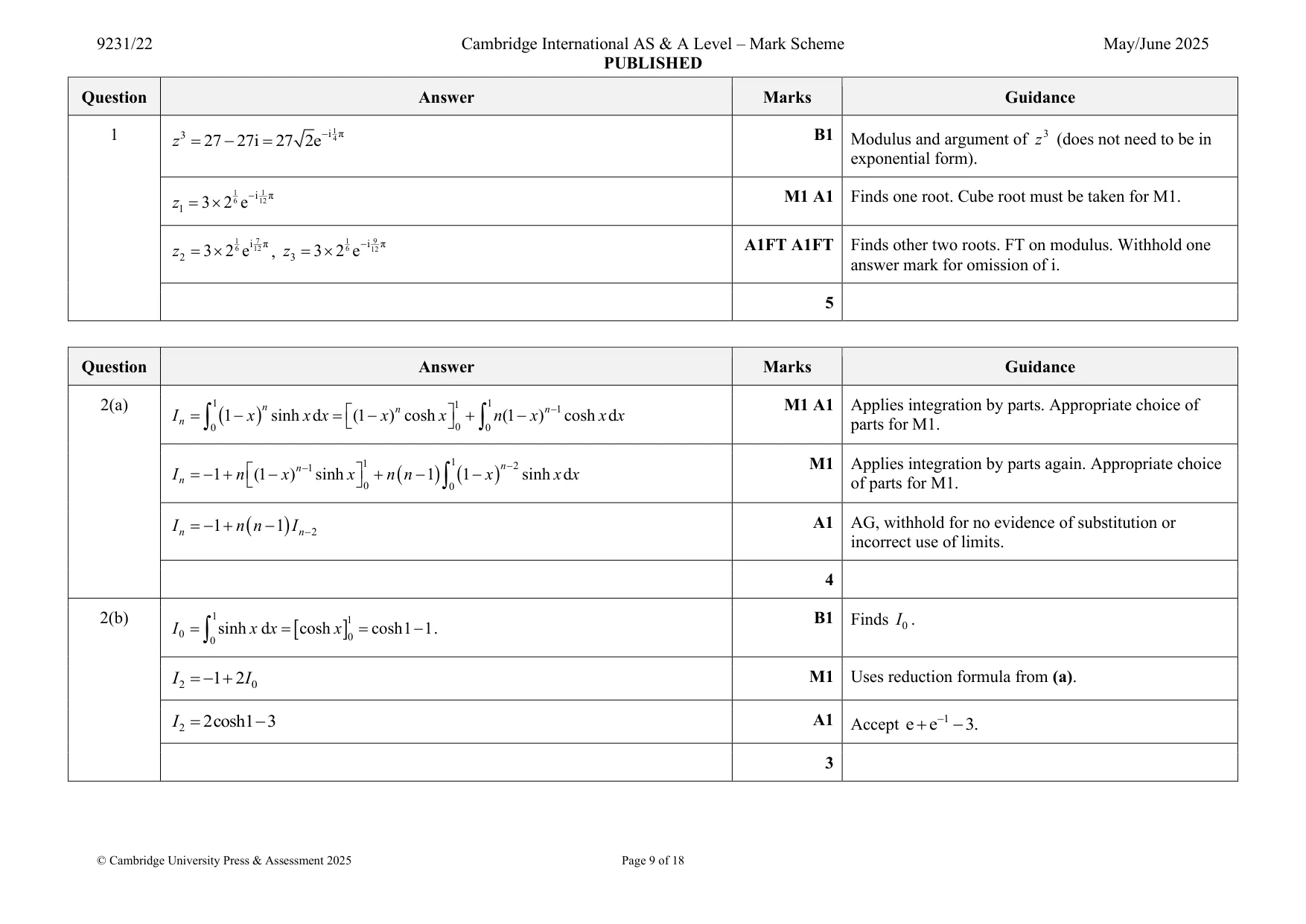 Mark scheme, page 9 of 18
