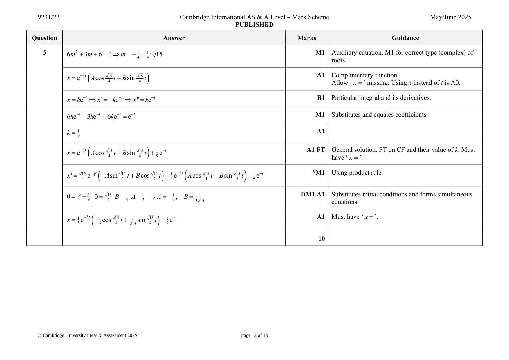 Mark scheme, page 12 of 18
