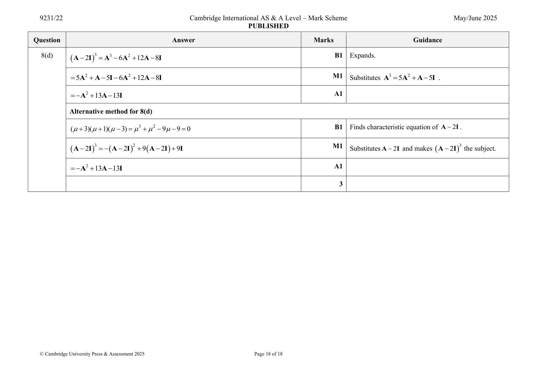 Mark scheme, page 18 of 18