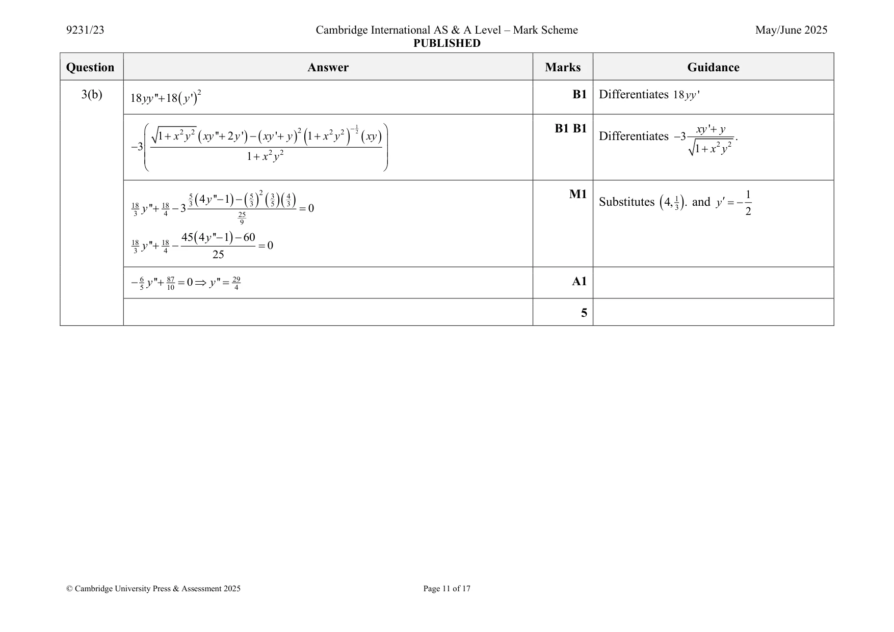 Mark scheme, page 11 of 17