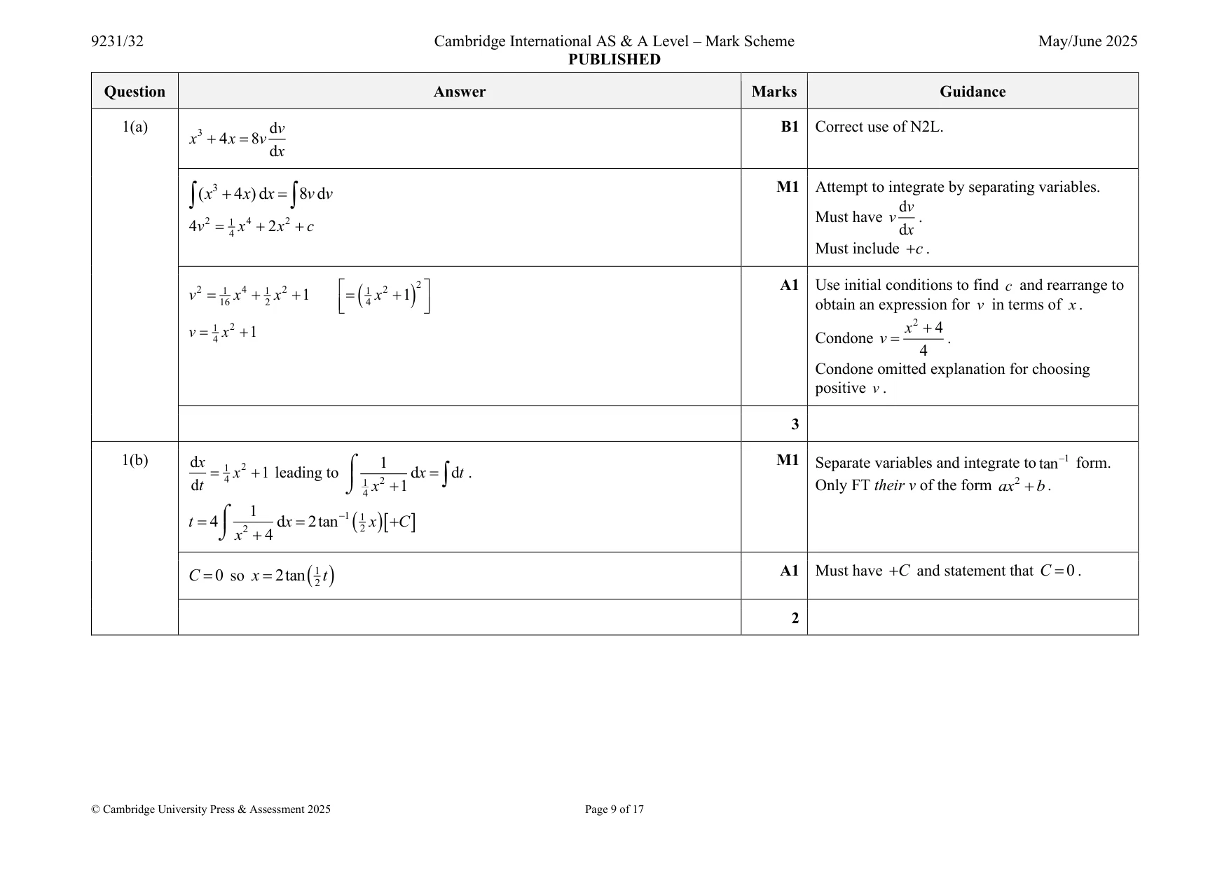 Mark scheme, page 9 of 17